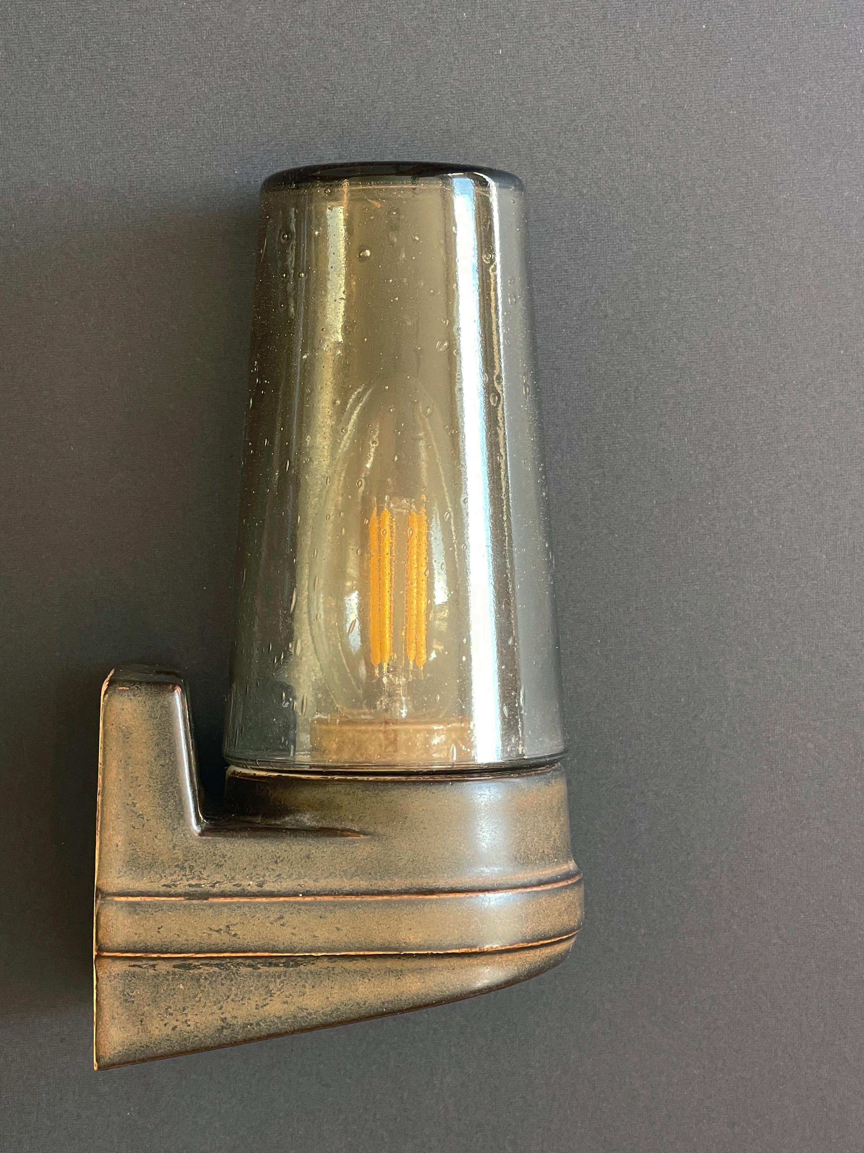 Ceramica Applique in ceramica e vetro marrone di metà secolo di Ifö, set di 2, Bernadotte, Svezia in vendita