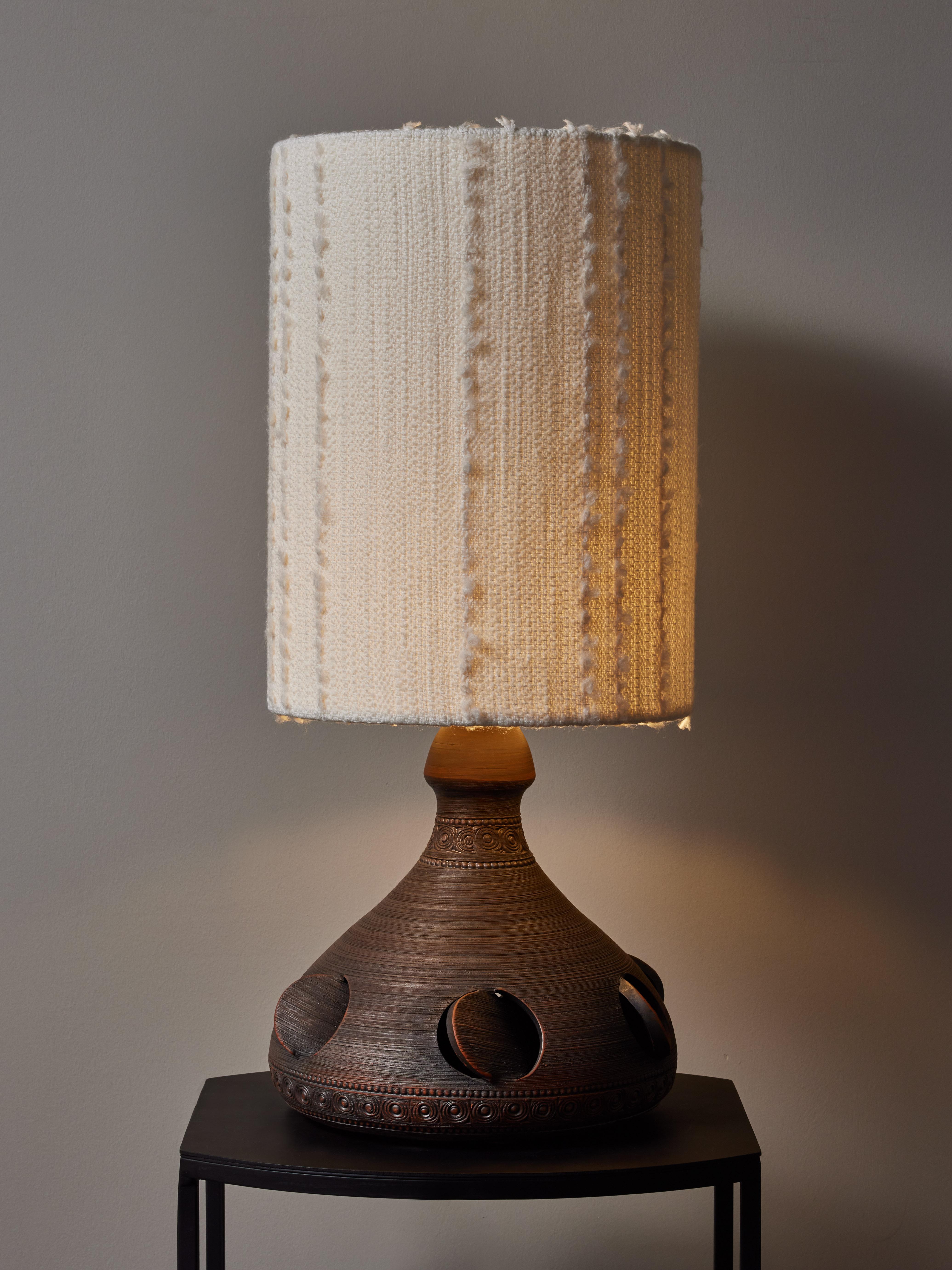 Mid-Century Modern Mid Century Brown Ceramic Table Lamp For Sale