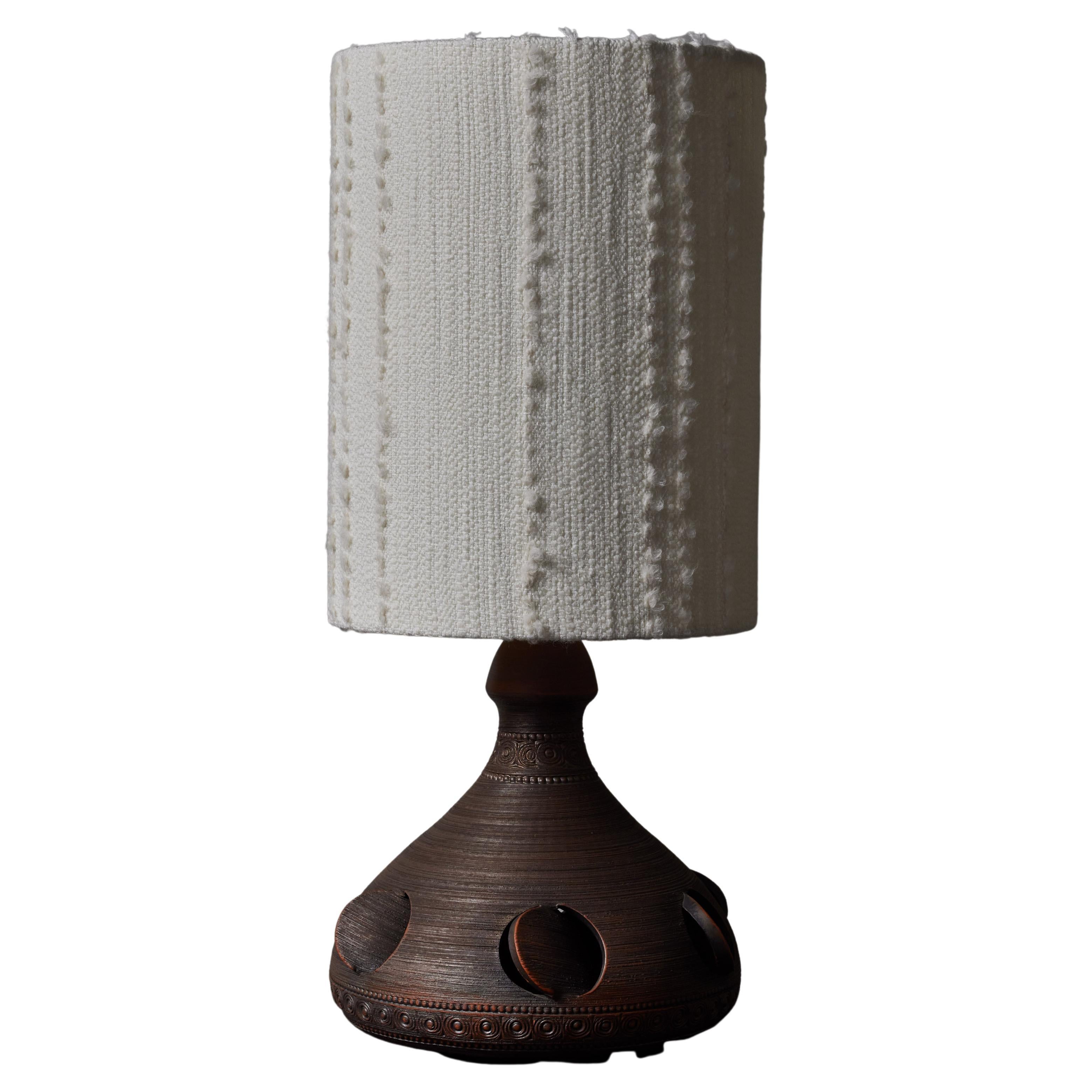 Mid Century Brown Ceramic Table Lamp For Sale