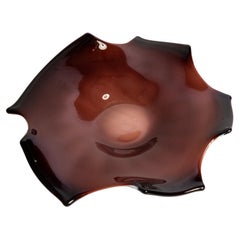 Retro Mid Century Brown Chocolate Glass Bowl Ashtray Element, Italy, 1970s