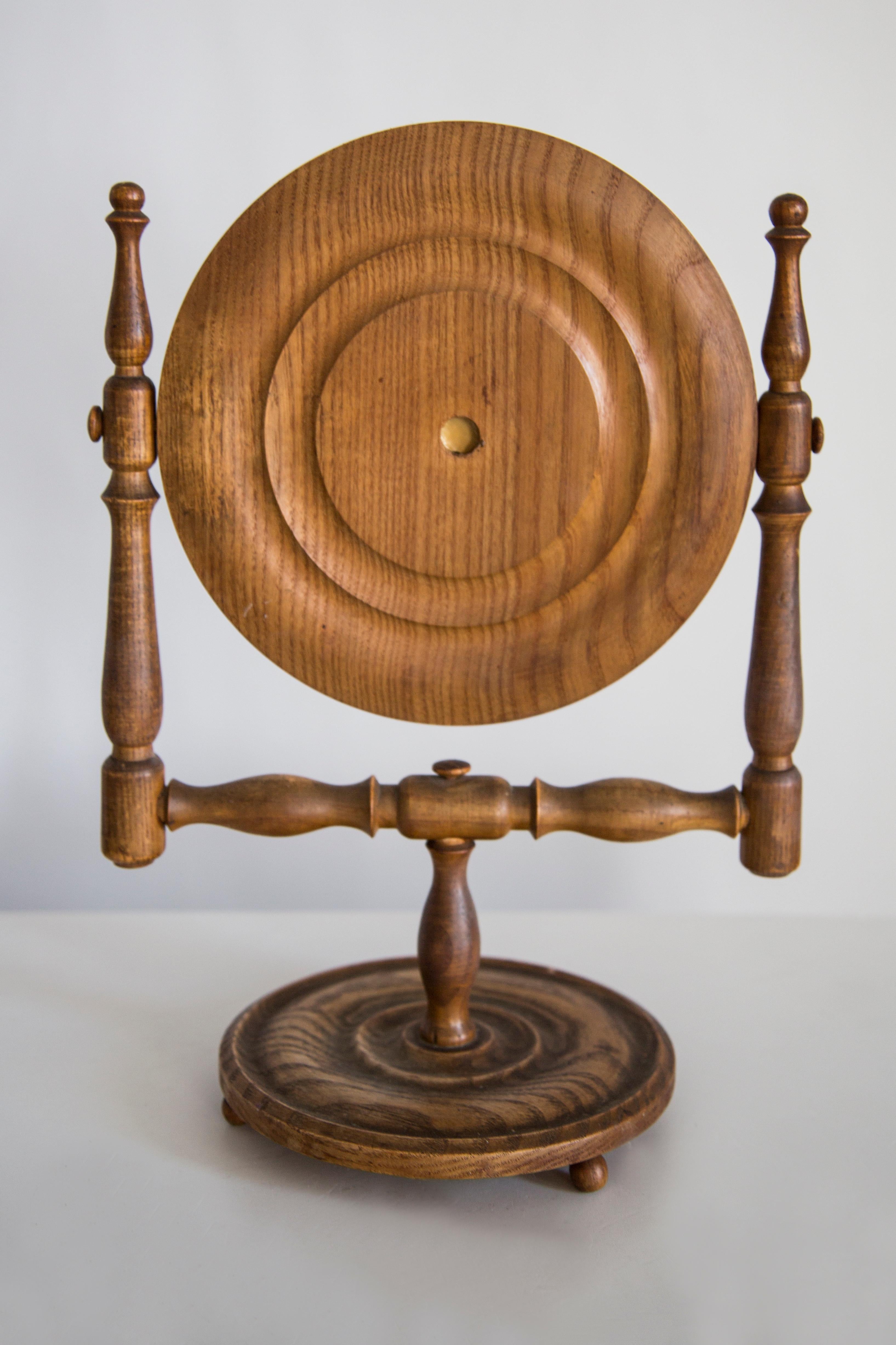 Miroir de table décoratif du milieu du siècle, de couleur Brown, dans un cadre en Wood, Italie, années 1960 en vente 3