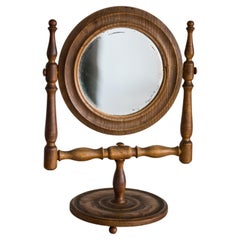 Specchio da tavolo decorativo marrone di metà secolo con cornice in Wood, Italia, anni '60