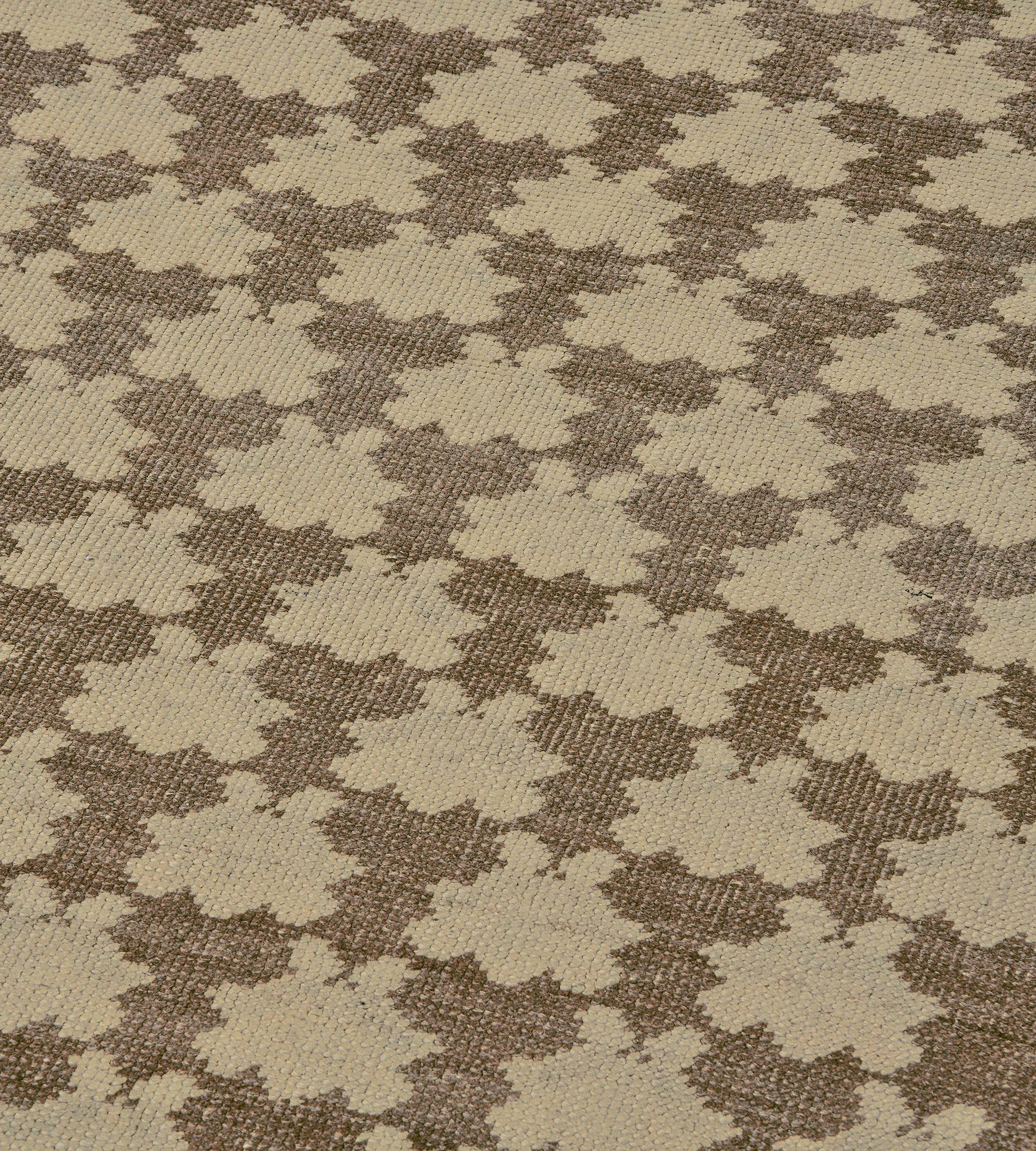 Hand-Knotted Mid-Century Brown Floral-Motif Handmade Wool Turkish Rug For Sale