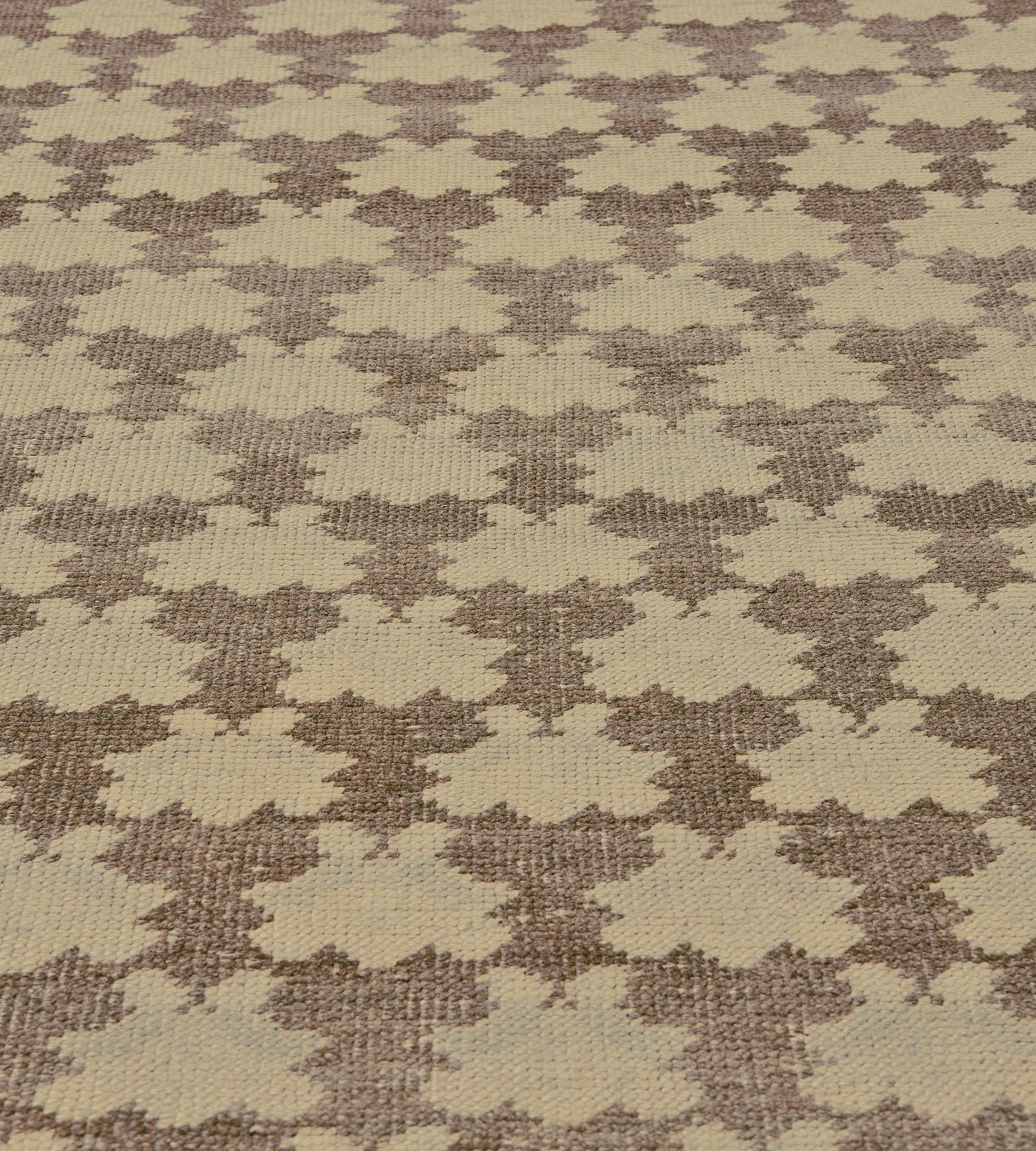 20th Century Mid-Century Brown Floral-Motif Handmade Wool Turkish Rug For Sale