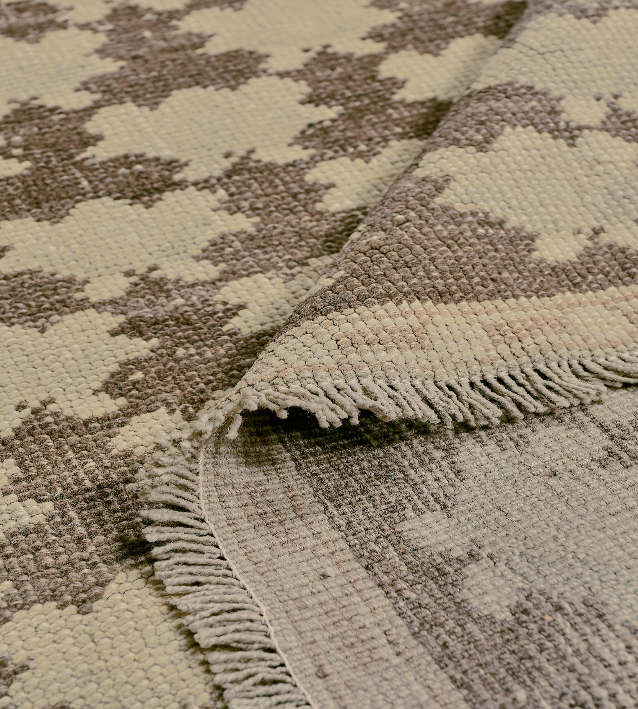 Mid-Century Brown Floral-Motif Handmade Wool Turkish Rug For Sale 2
