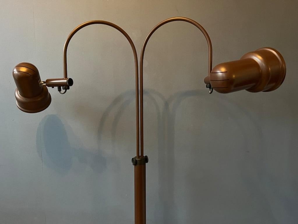 Mid Century Brown GEPO Double Arc Cone Floor Lamp, 1970s For Sale 1