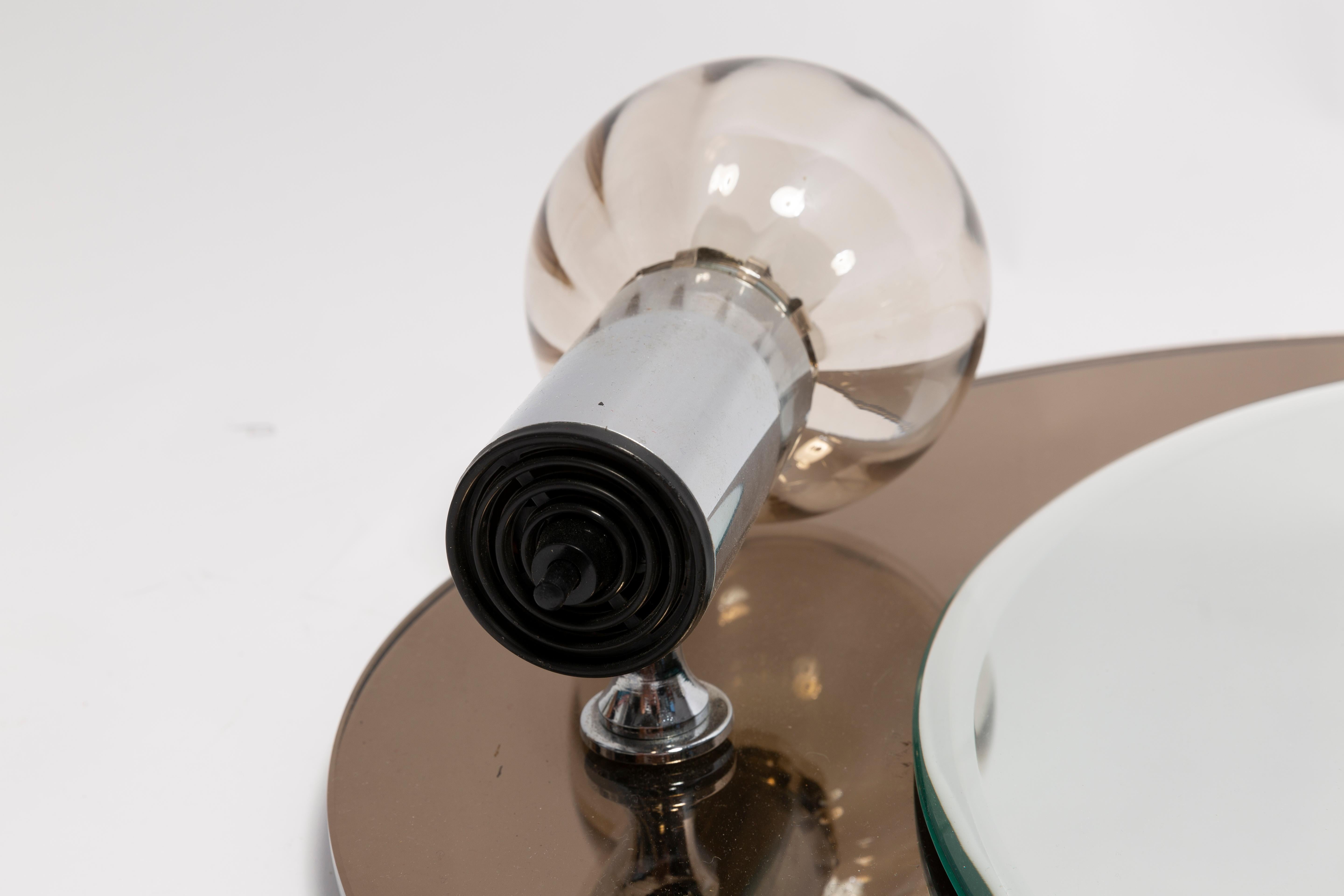 Brauner Glasspiegel mit Lampen aus der Mitte des Jahrhunderts, Italien, 1970er Jahre im Zustand „Gut“ im Angebot in 05-080 Hornowek, PL