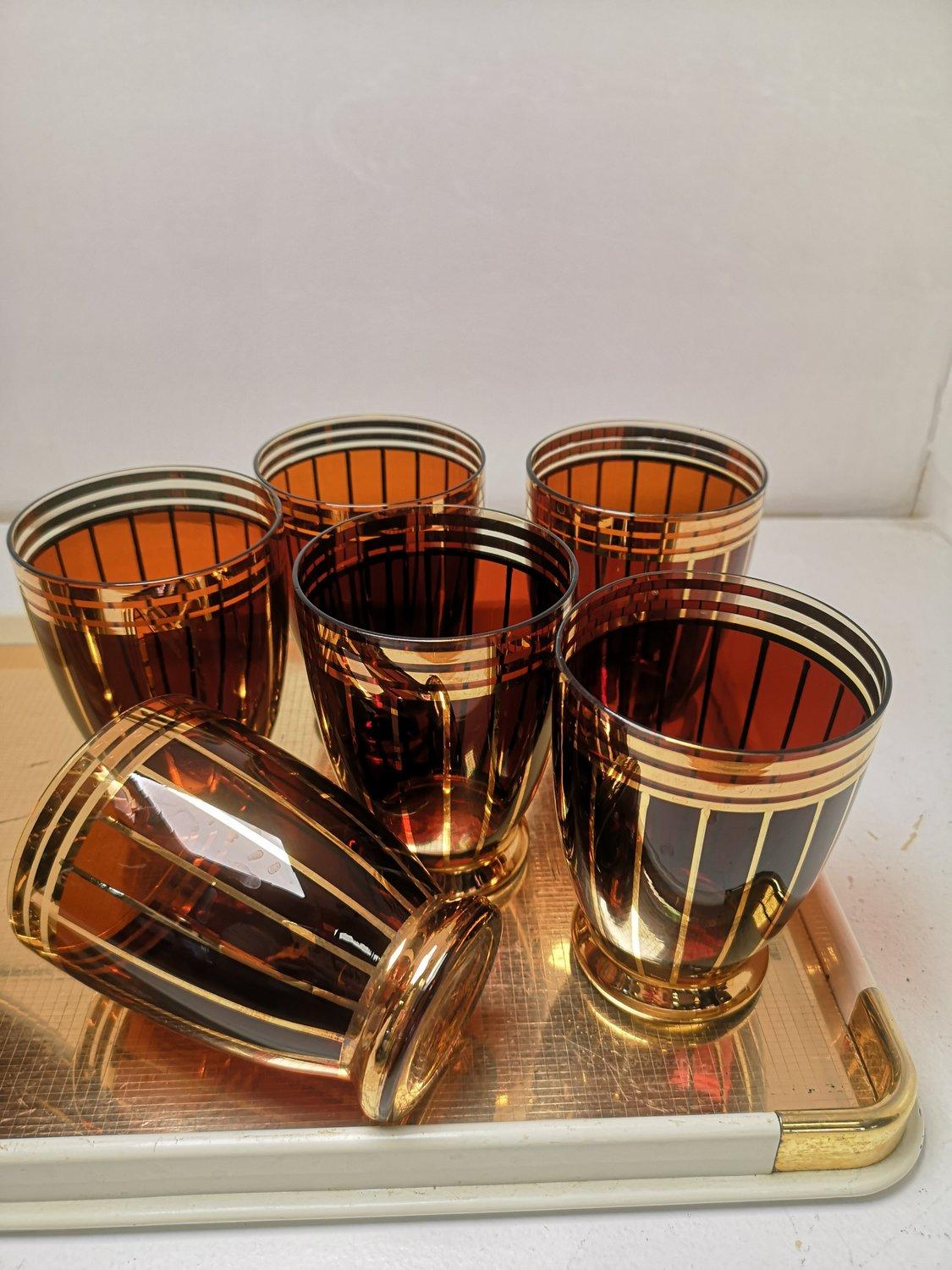 Mid-Century Brown Glass Serving Set from the Gilded 60s In Good Condition For Sale In Budapest, HU