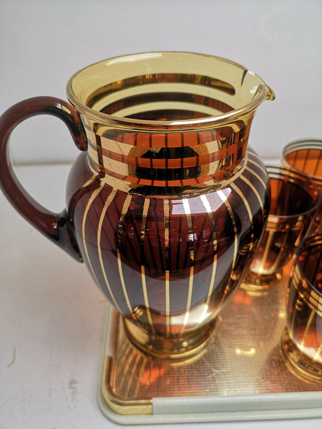 Mid-20th Century Mid-Century Brown Glass Serving Set from the Gilded 60s For Sale