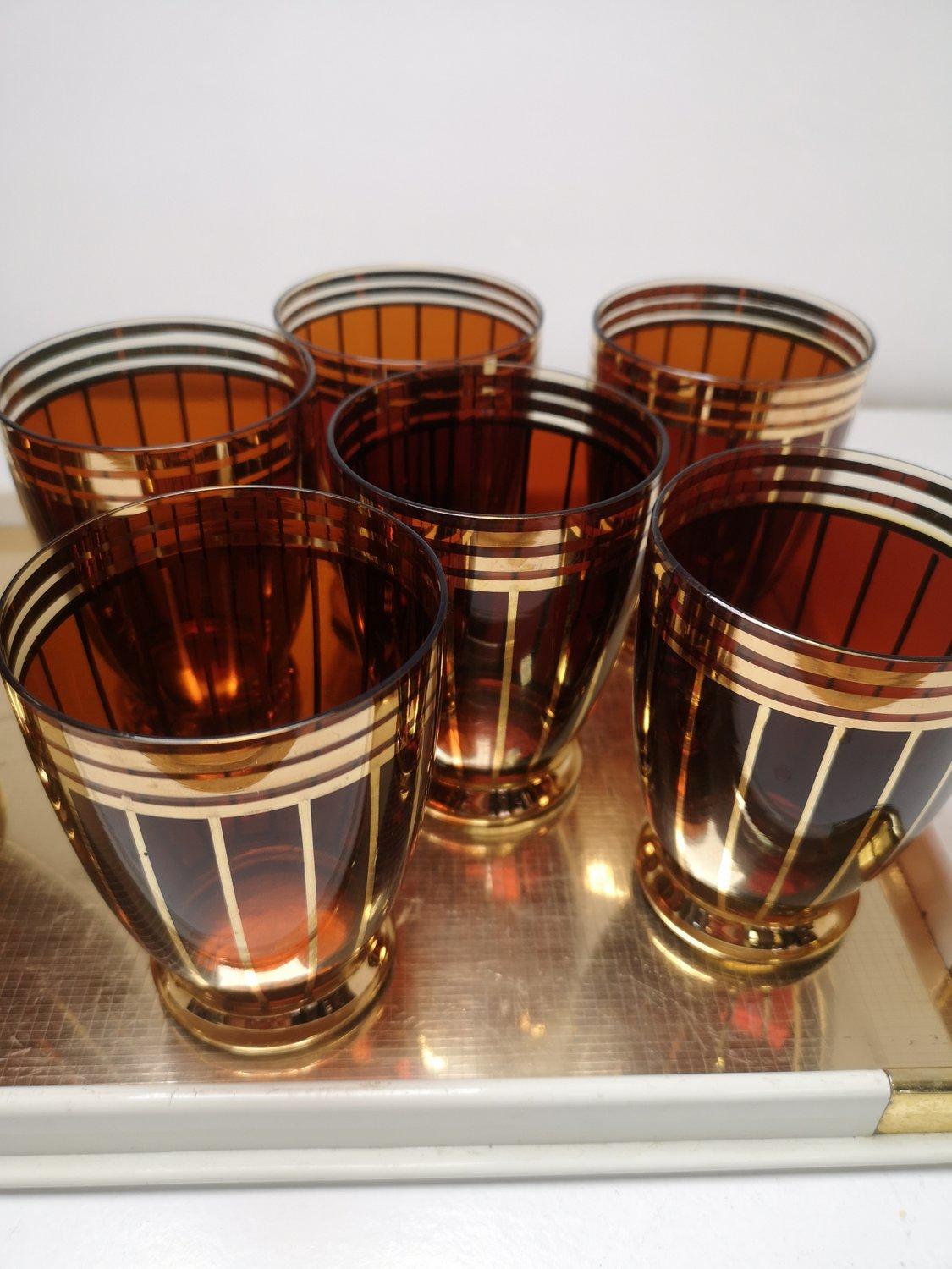 Mid-Century Brown Glass Serving Set from the Gilded 60s For Sale 1