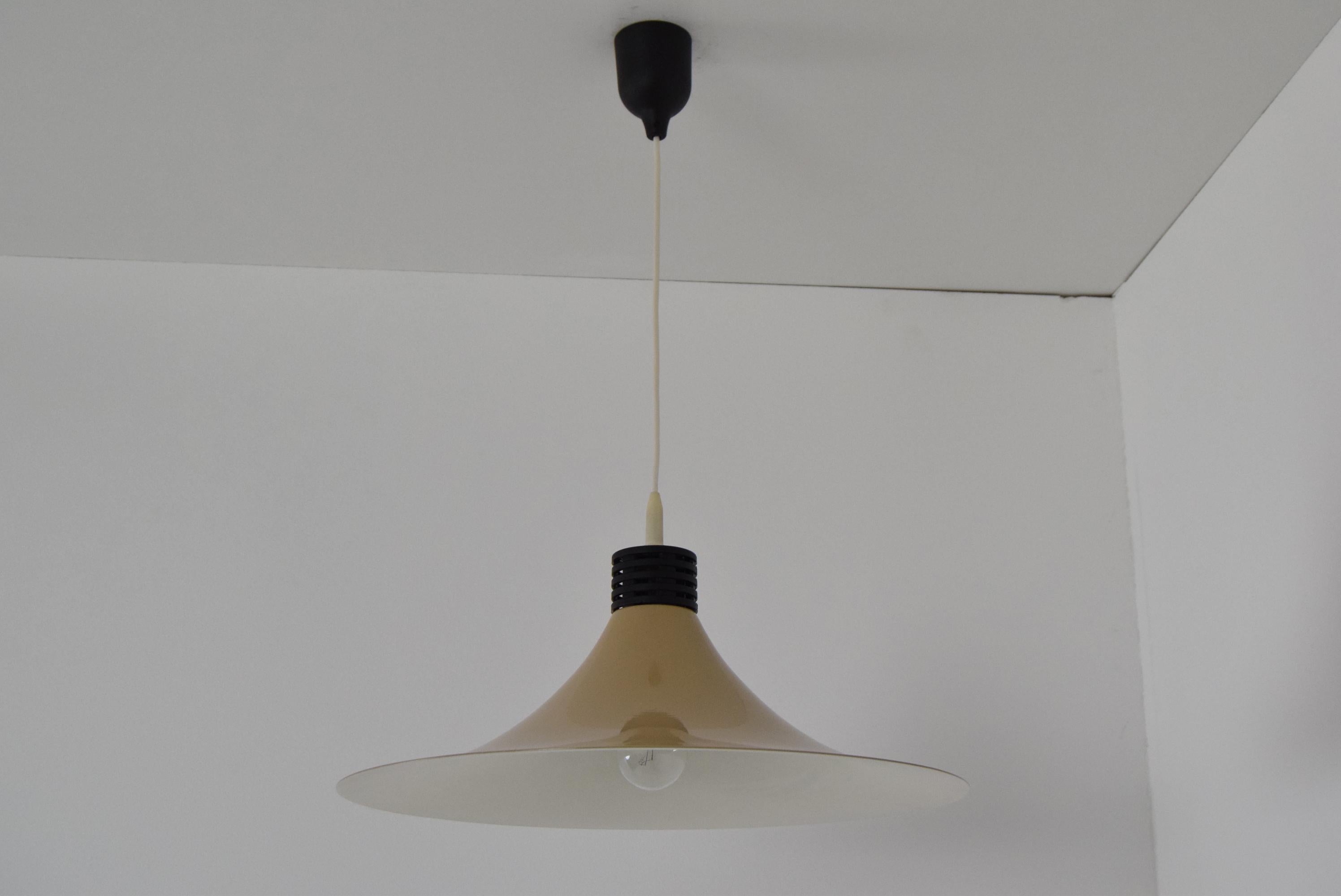 Mid-Century Modern Midcentury Brown Lacquered Metal Pendant, circa 1980s For Sale