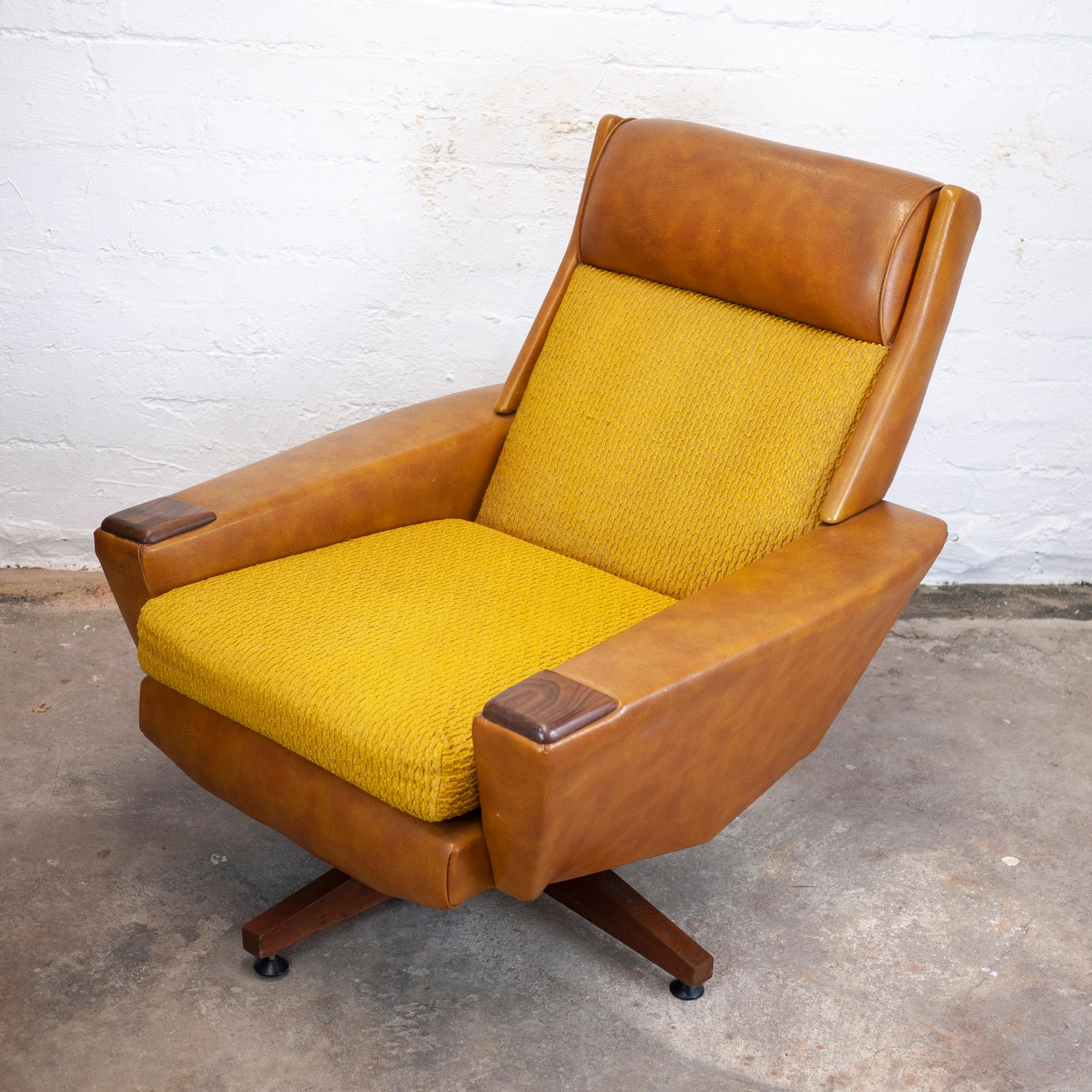 brown fabric armchair
