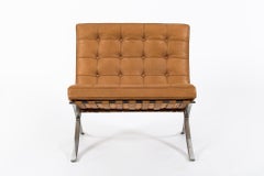 Mid Century Brown Leather Barcelona Chair by Mies van der Rohe for Knoll, 1983