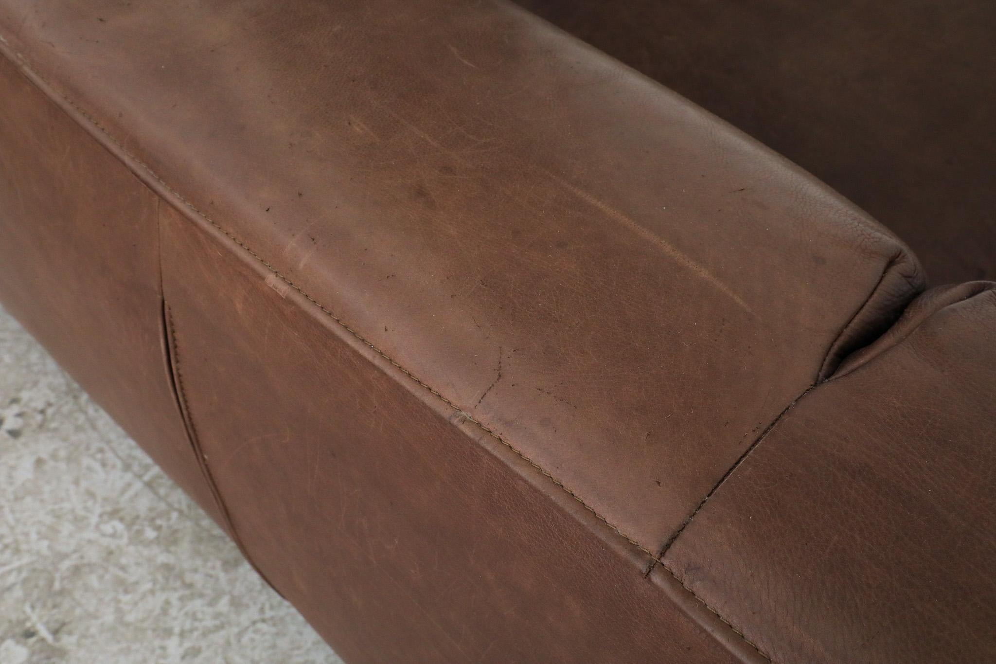 Mid-Century Brown Leather 'Bommel' Sofa by Gerard van den Berg for LABEL, 1985 For Sale 6