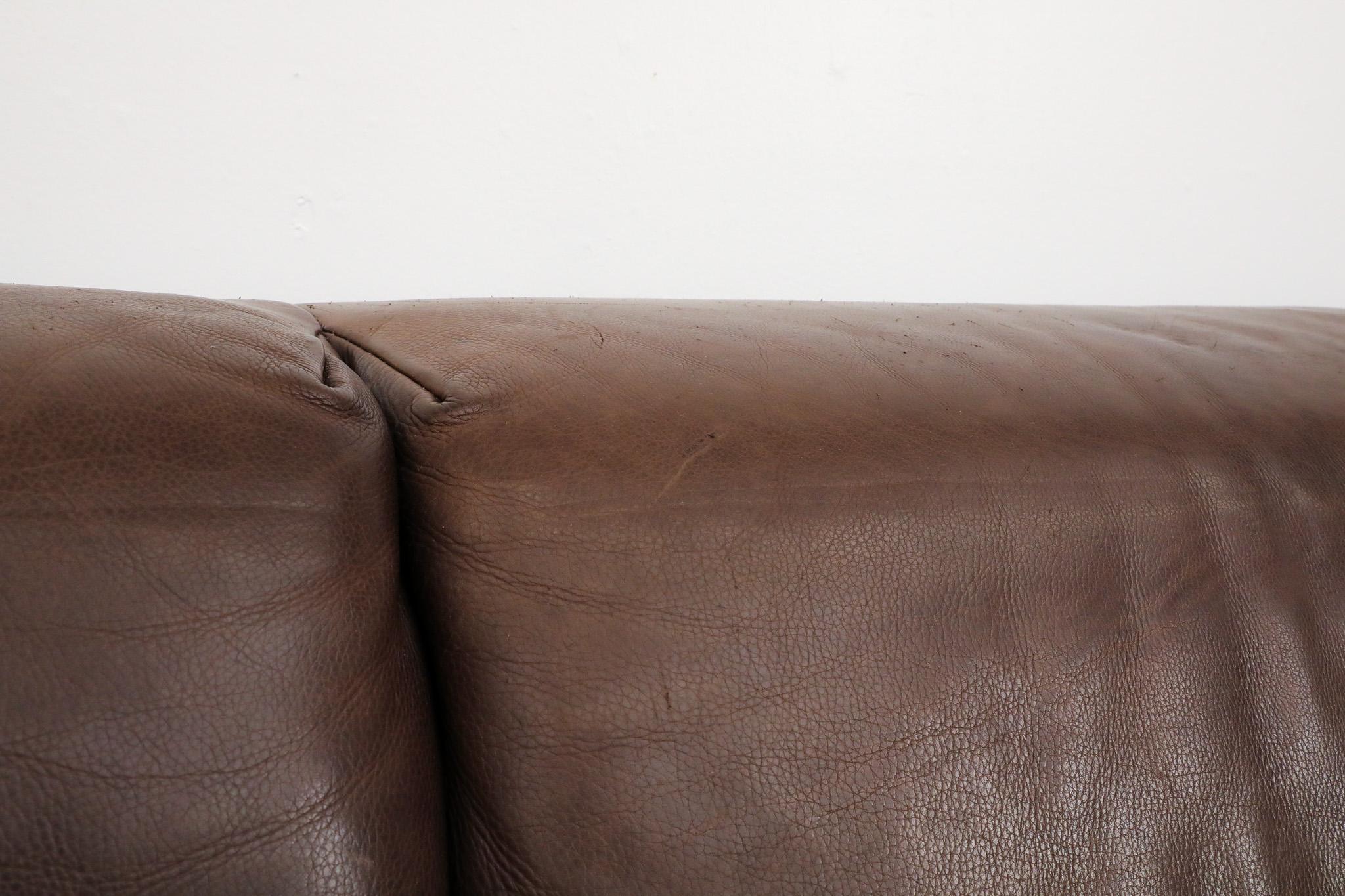 Mid-Century Brown Leather 'Bommel' Sofa by Gerard van den Berg for LABEL, 1985 For Sale 9