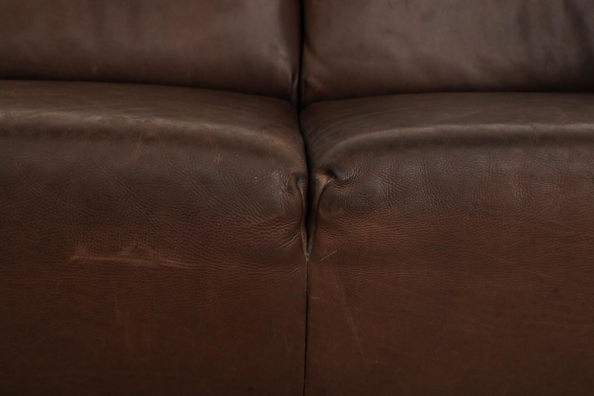 Mid-Century Brown Leather 'Bommel' Sofa by Gerard van den Berg for LABEL, 1985 11