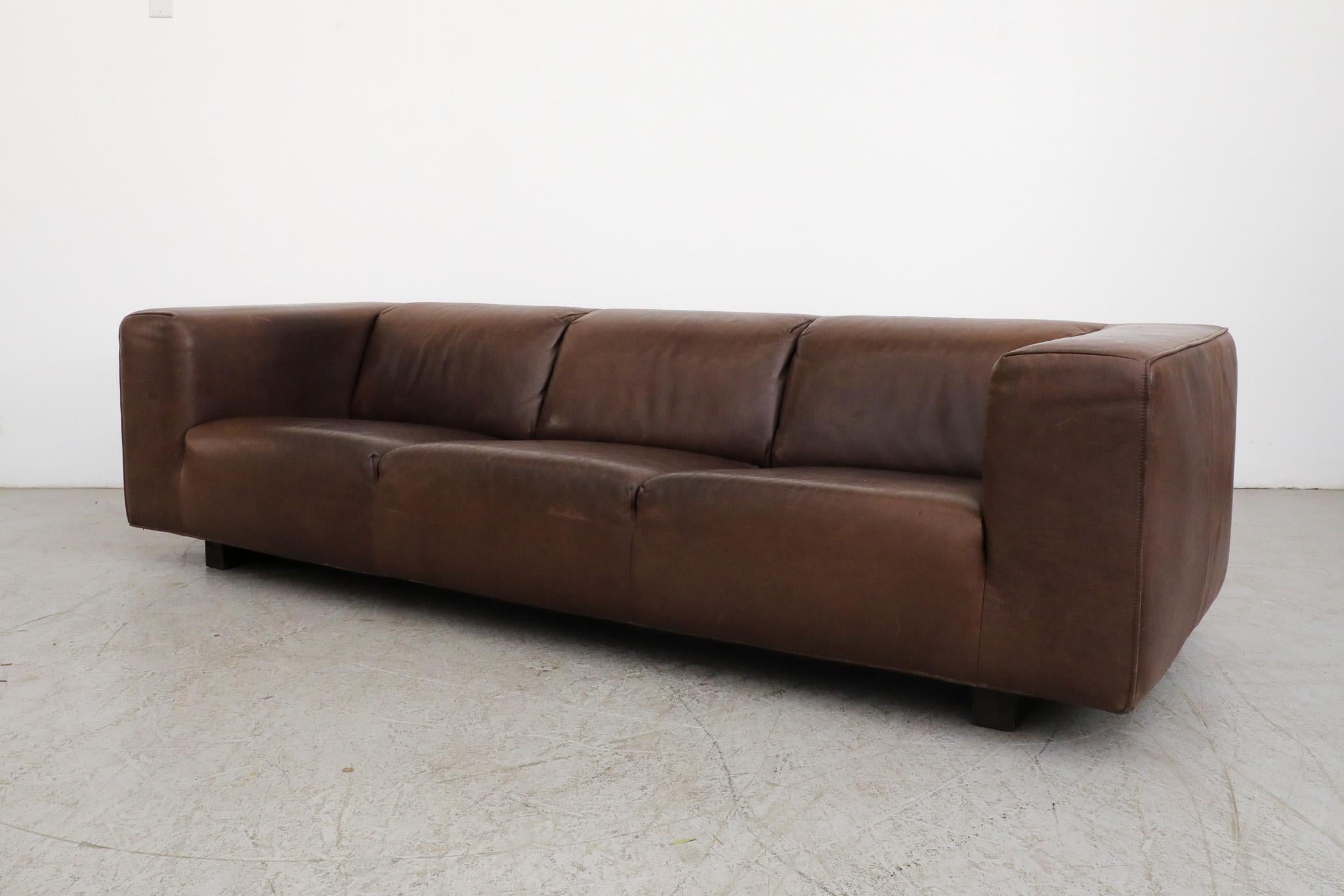 Mid-Century Brown Leather 'Bommel' Sofa by Gerard van den Berg for LABEL, 1985 14