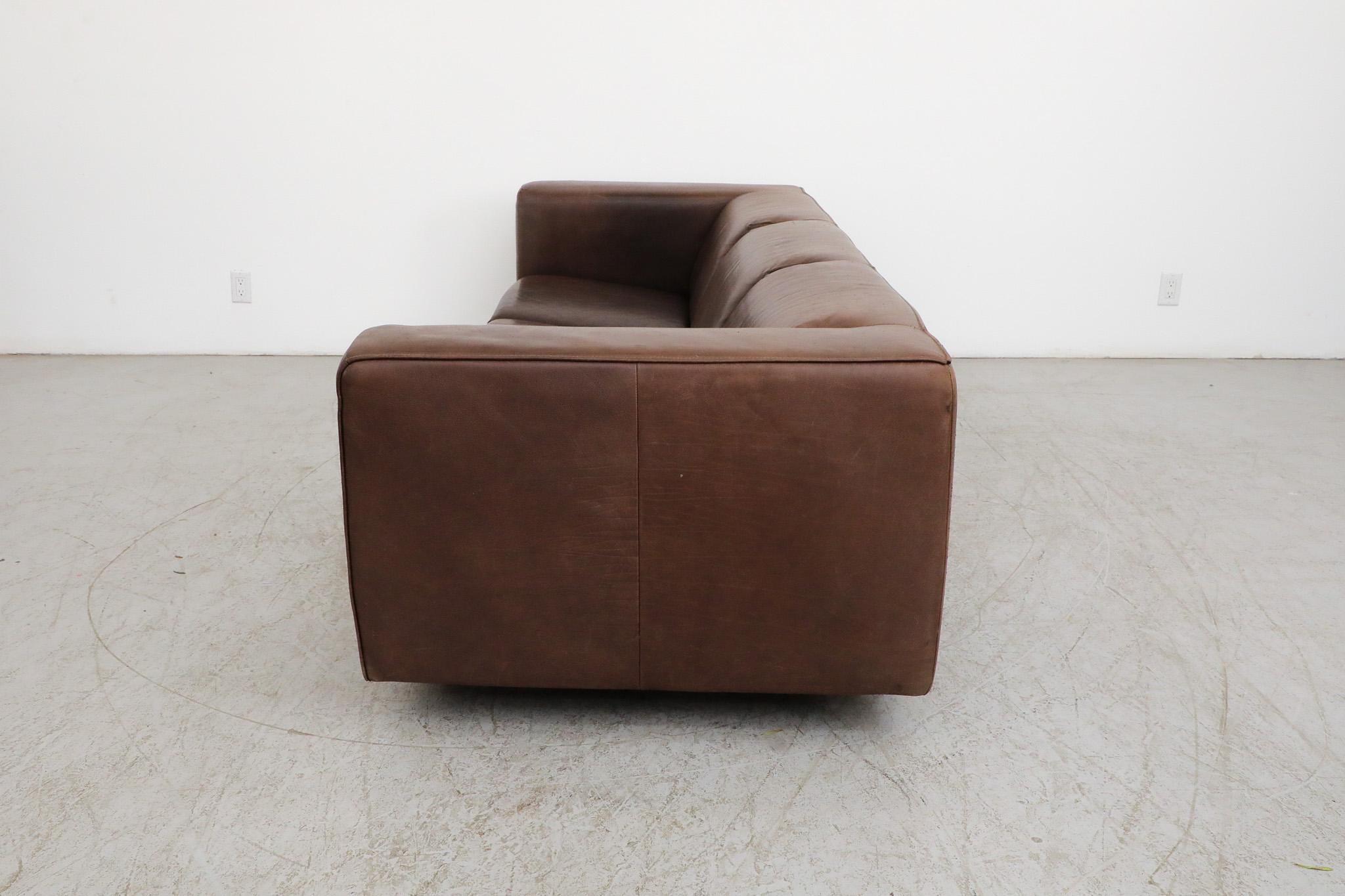 Mid-20th Century Mid-Century Brown Leather 'Bommel' Sofa by Gerard van den Berg for LABEL, 1985