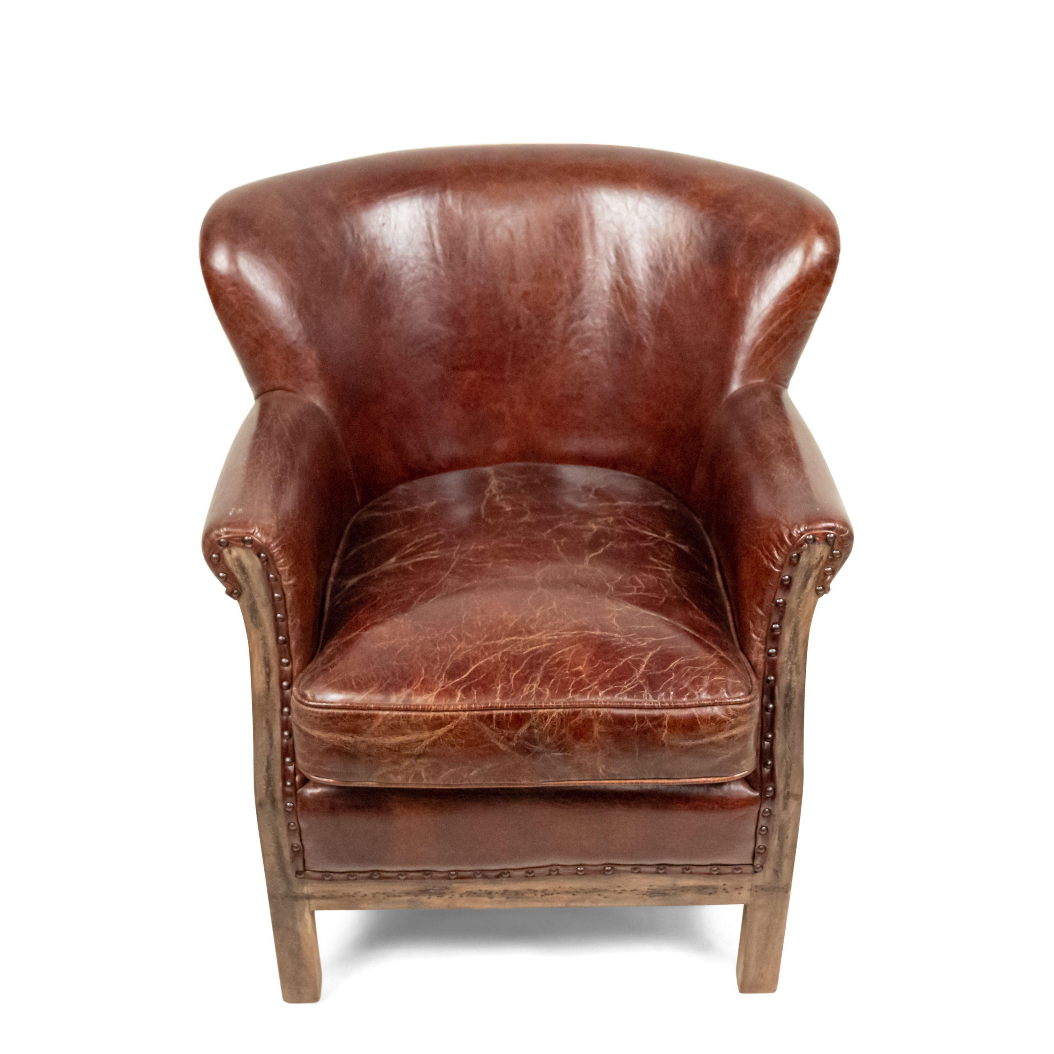 Mid-Century Brown Leather Club Chairs For Sale 8