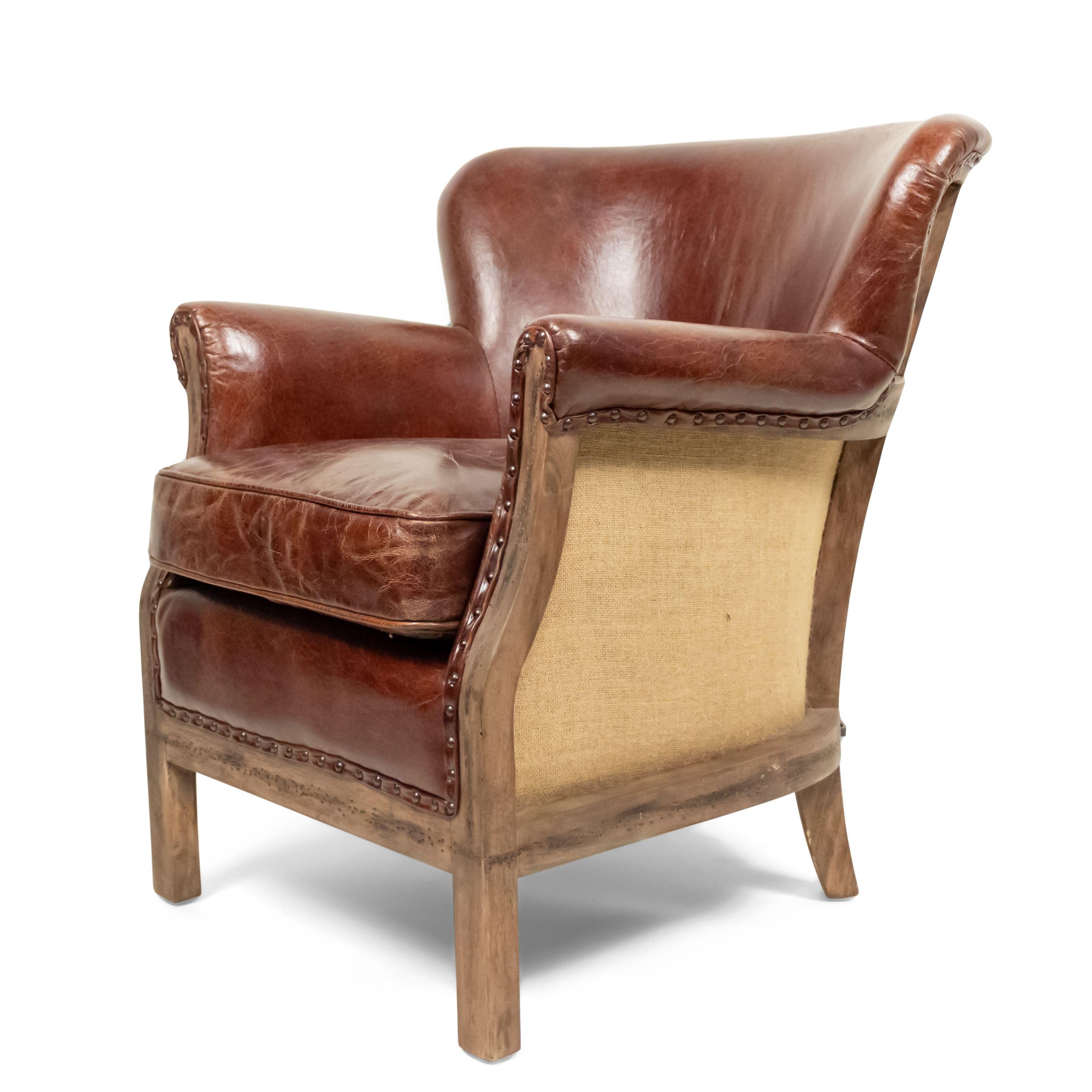 Mid-Century Brown Leather Club Chairs For Sale 1