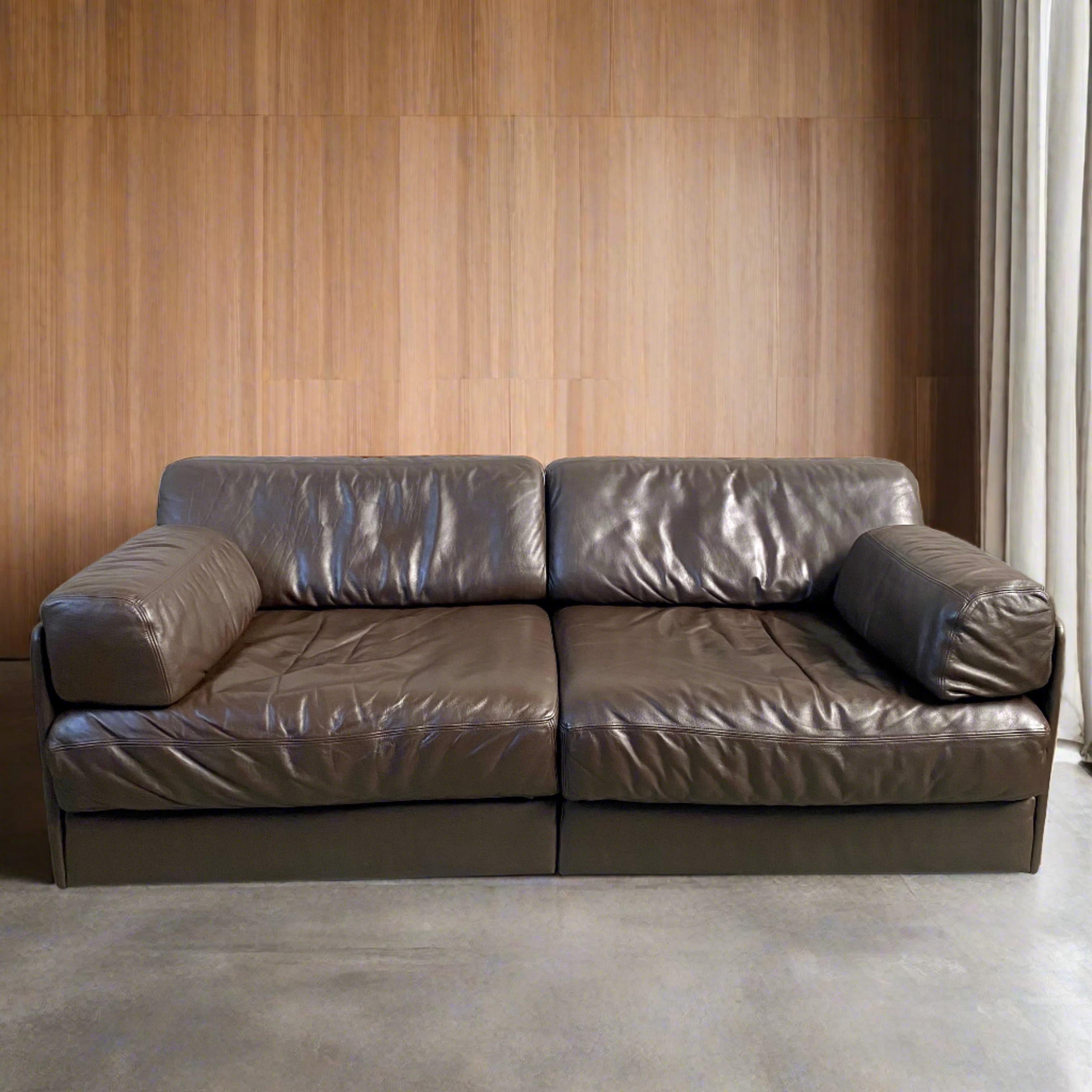 Mid-Century Brown Leder De Sede Ds-76 Modular Sofa Daybed, Schweiz 1970 im Zustand „Gut“ im Angebot in DE MEERN, NL