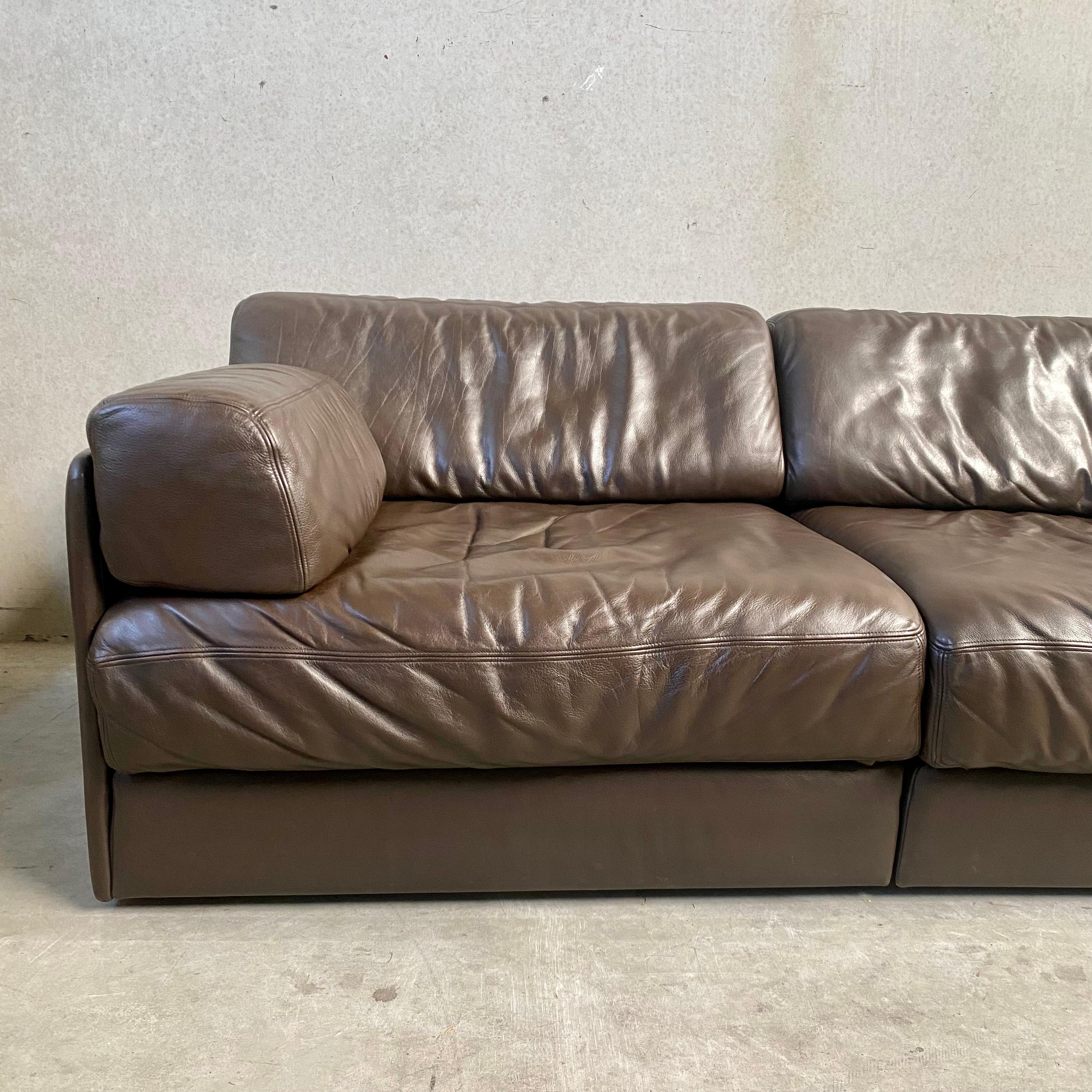 Mid-Century Brown Leather De Sede Ds-76 Modular Sofa Daybed, Switzerland 1970 For Sale 4