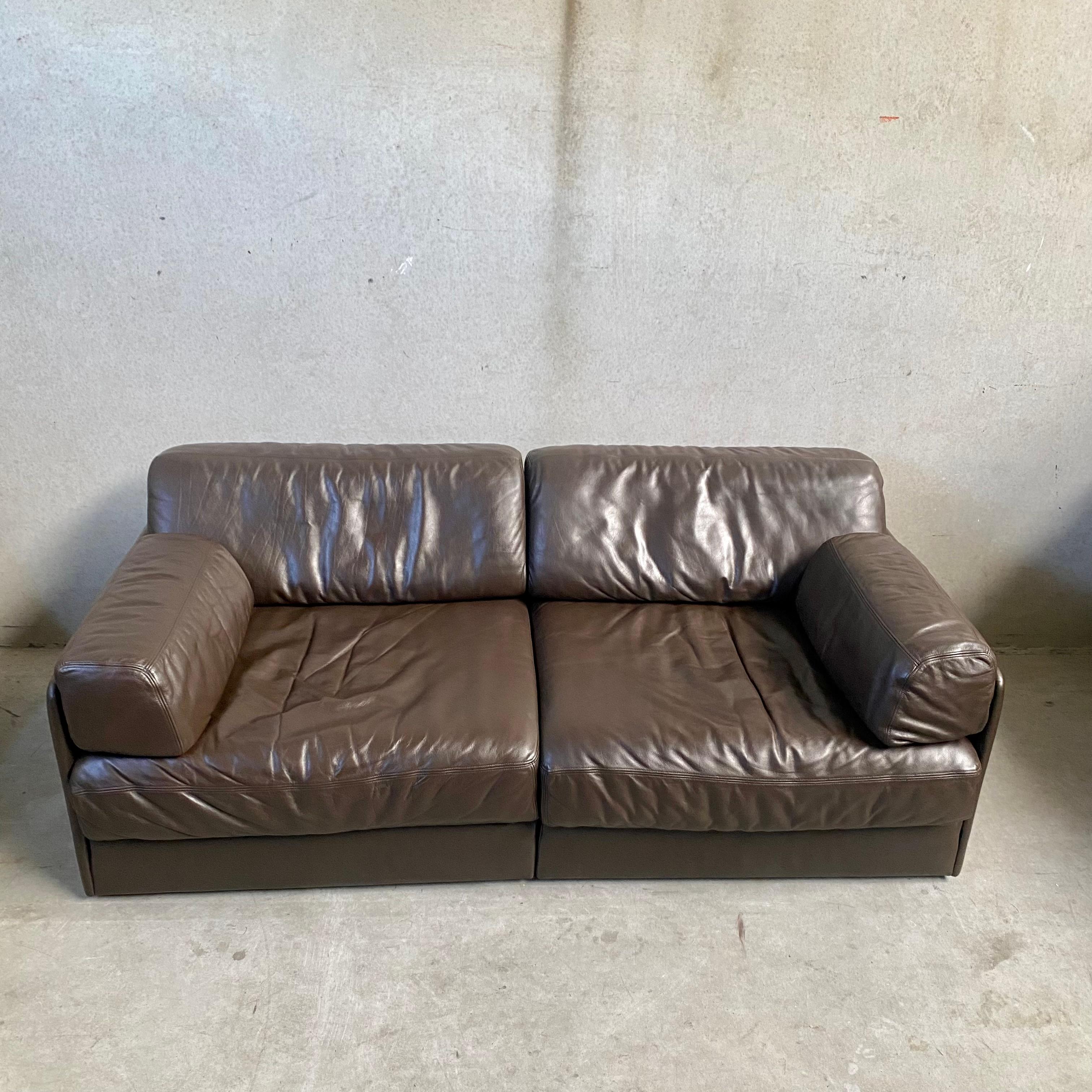 Mid-Century Brown Leather De Sede Ds-76 Modular Sofa Daybed, Switzerland 1970 For Sale 6