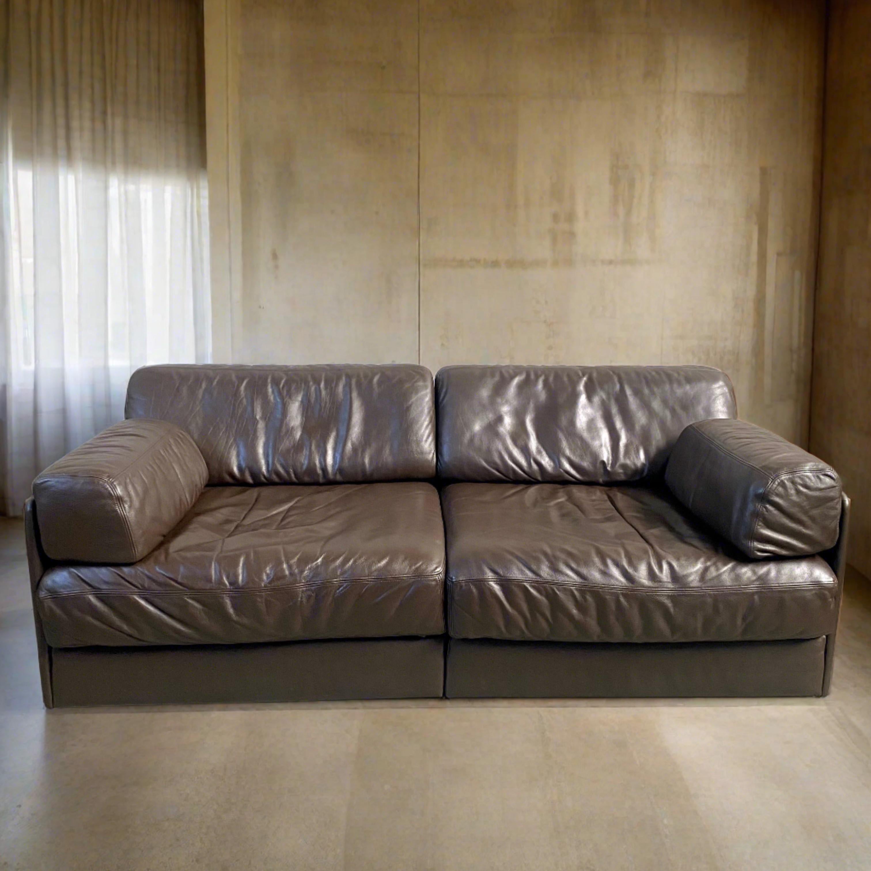 Mid-Century Brown Leder De Sede Ds-76 Modular Sofa Daybed, Schweiz 1970 (Moderne der Mitte des Jahrhunderts) im Angebot