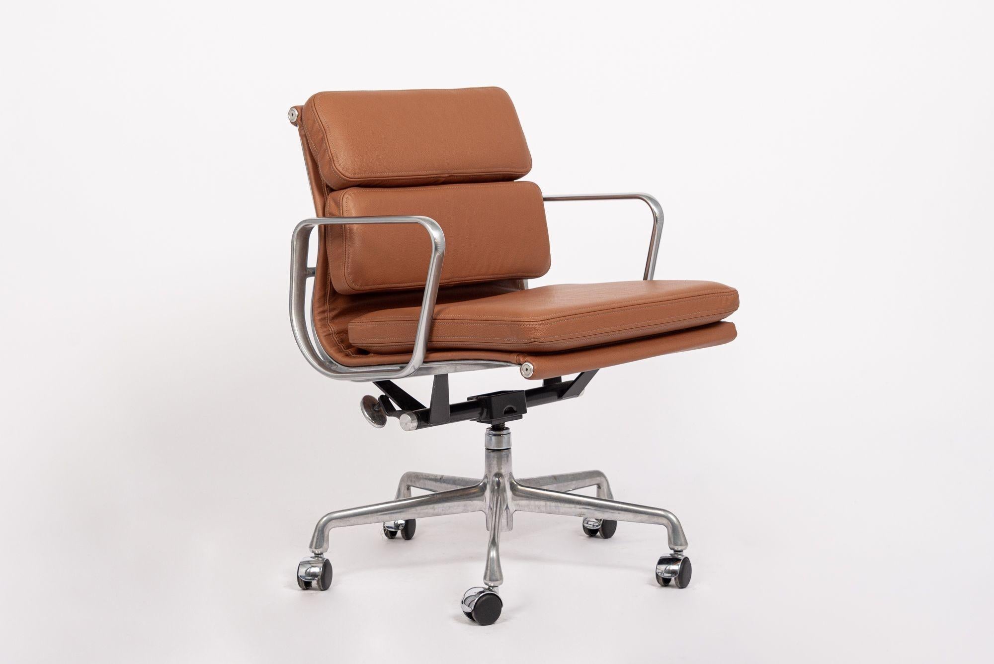 Mid Century Brown Leather Desk Chair by Eames for Herman Miller For Sale 4