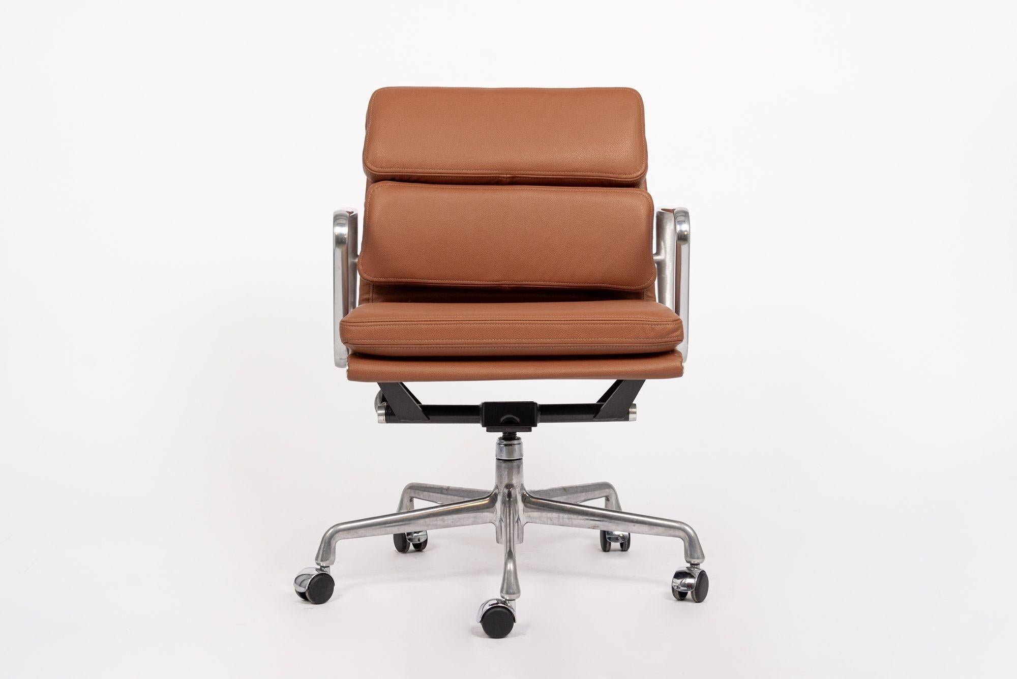 Mid-Century Modern Mid Century Brown Leather Desk Chair by Eames for Herman Miller For Sale