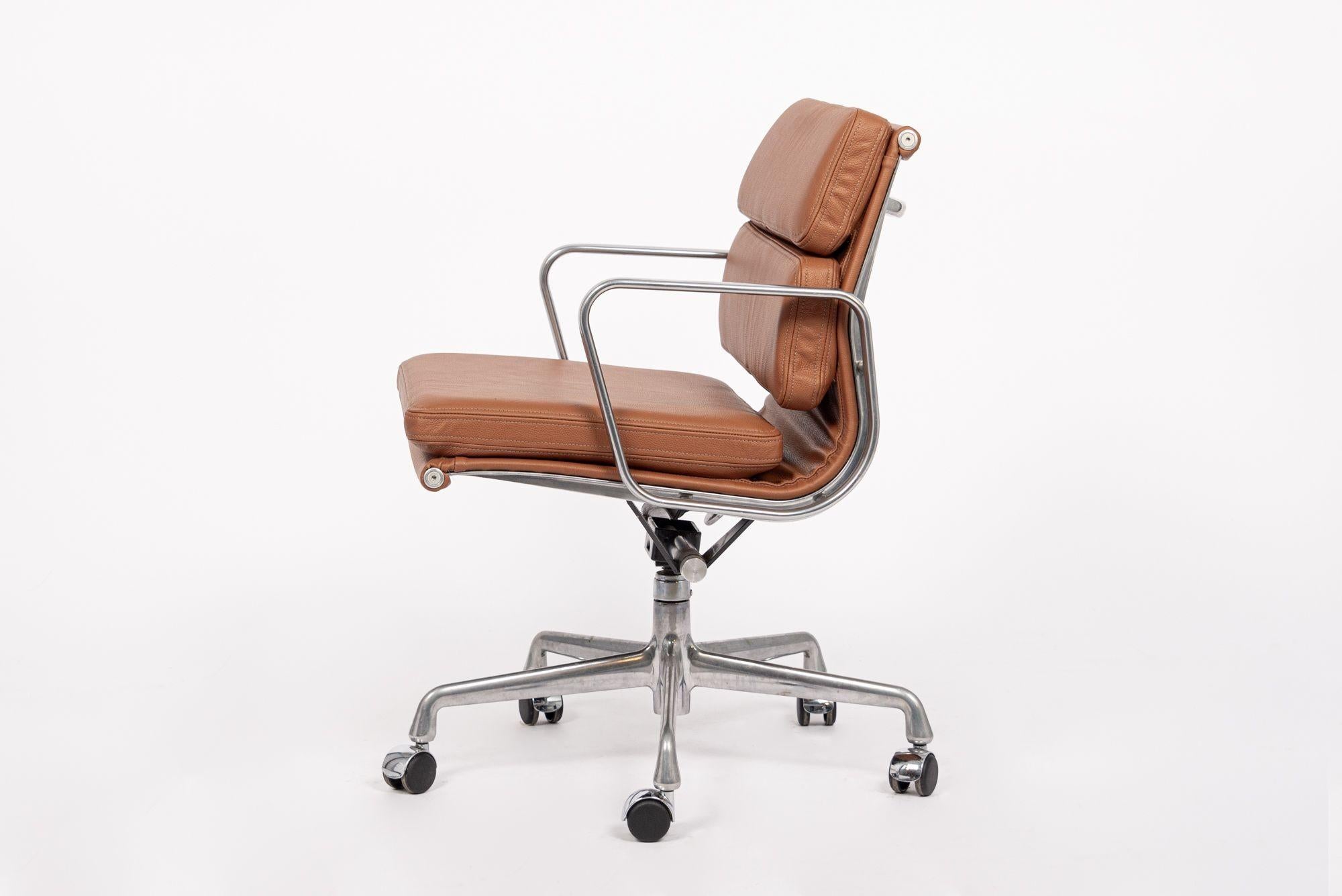 American Mid Century Brown Leather Desk Chair by Eames for Herman Miller For Sale