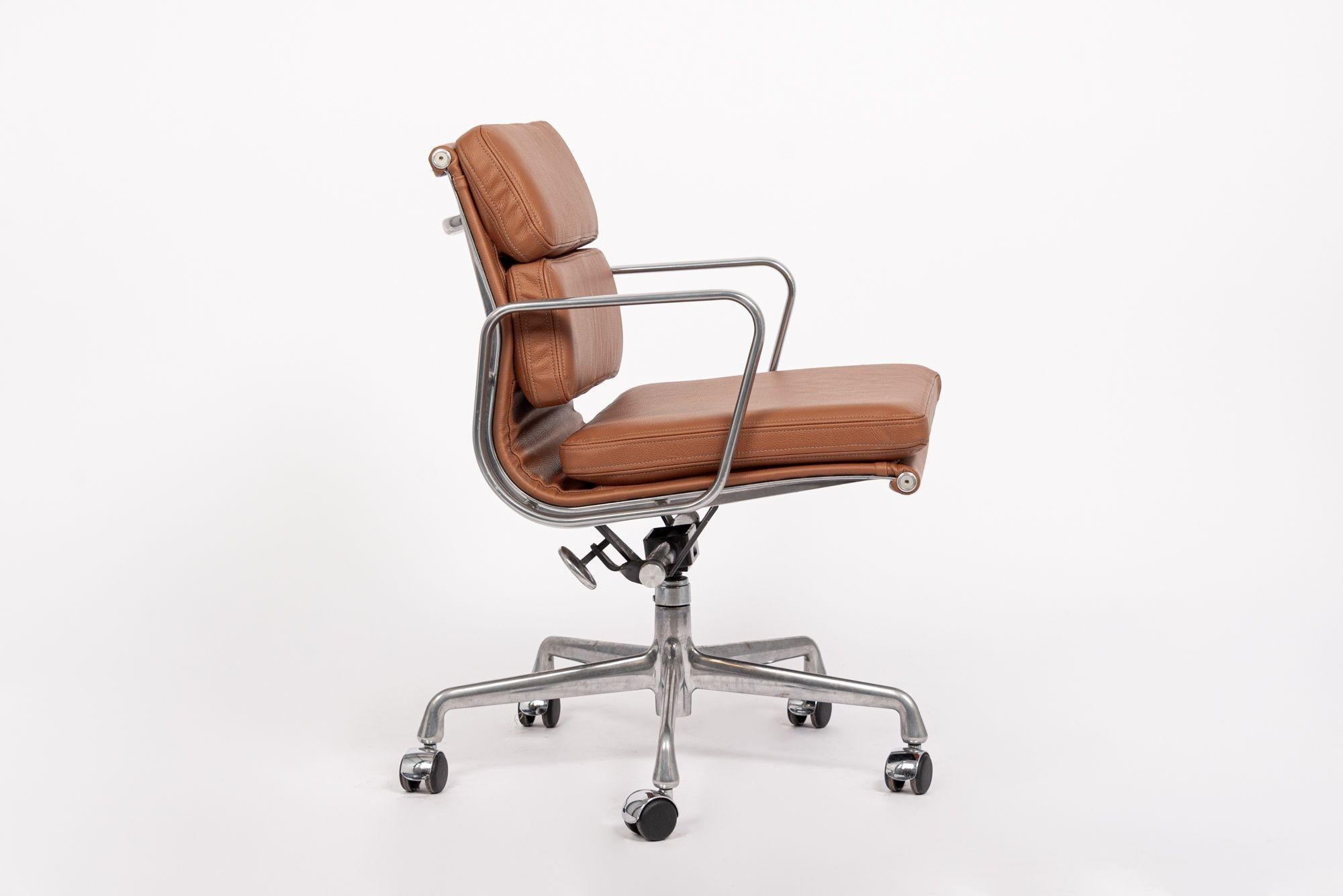 Mid Century Brown Leather Desk Chair by Eames for Herman Miller For Sale 1
