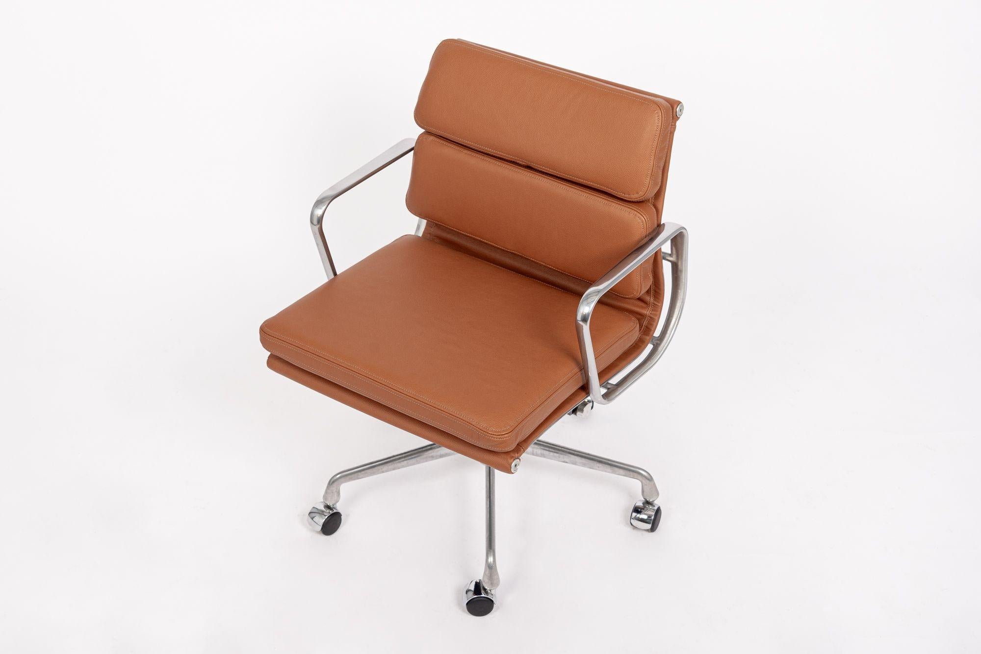 Mid Century Brown Leather Desk Chair by Eames for Herman Miller For Sale 2