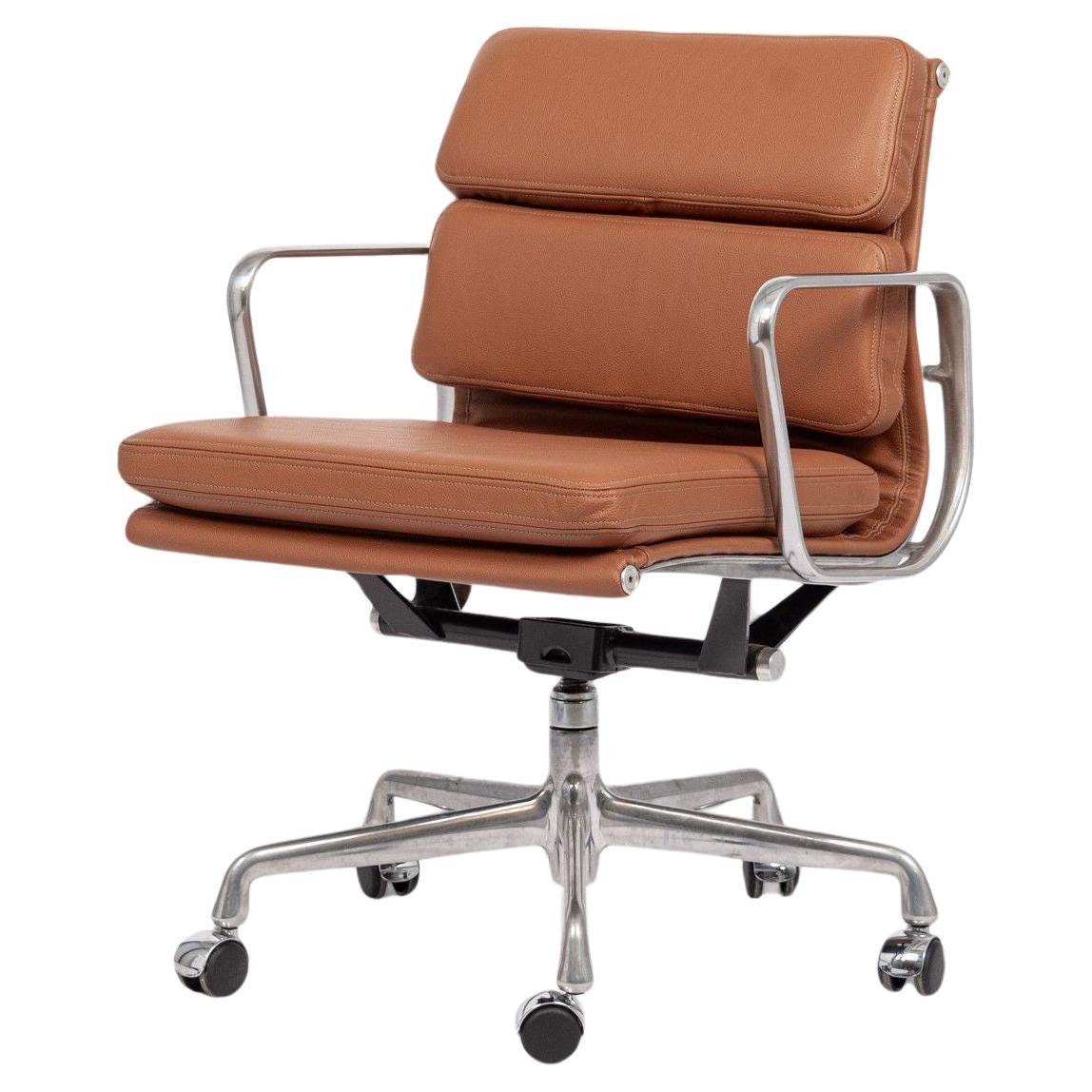 Mid Century Brown Leather Desk Chair by Eames for Herman Miller For Sale
