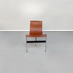 Braune Lederstühle Modell T aus der Mitte des Jahrhunderts Katavolos Kelley Littell ICF, 1960er Jahre