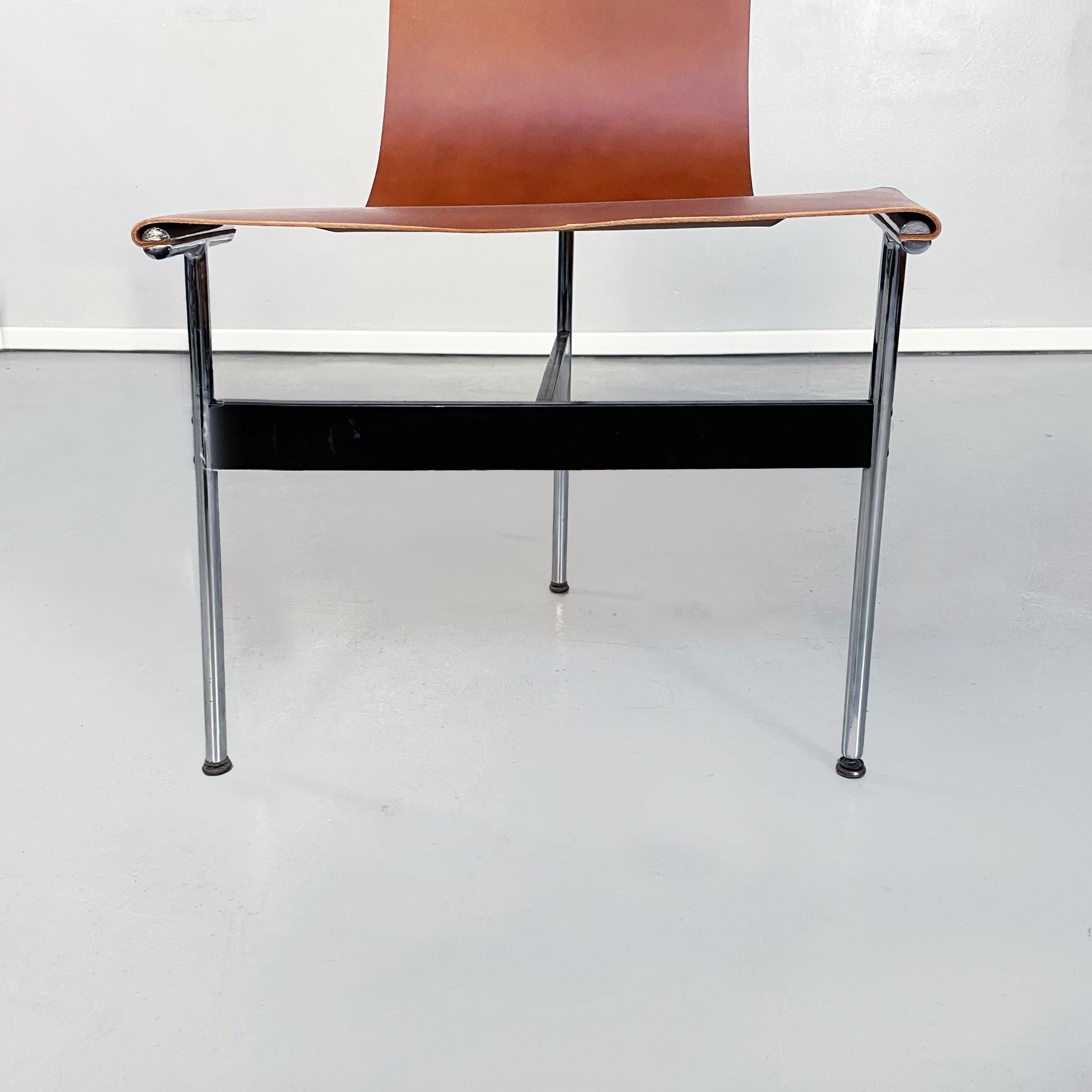 Mid-20th Century Mid-Century Brown Leather Model T Chairs Katavolos Kelley Littell Laverne, 1960s