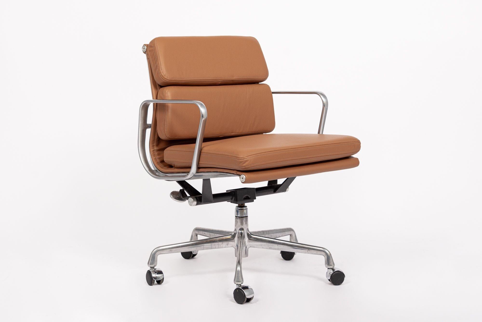 Eames Herman Miller Brown Leather Desk Chair Soft Pad 2000s For Sale 4