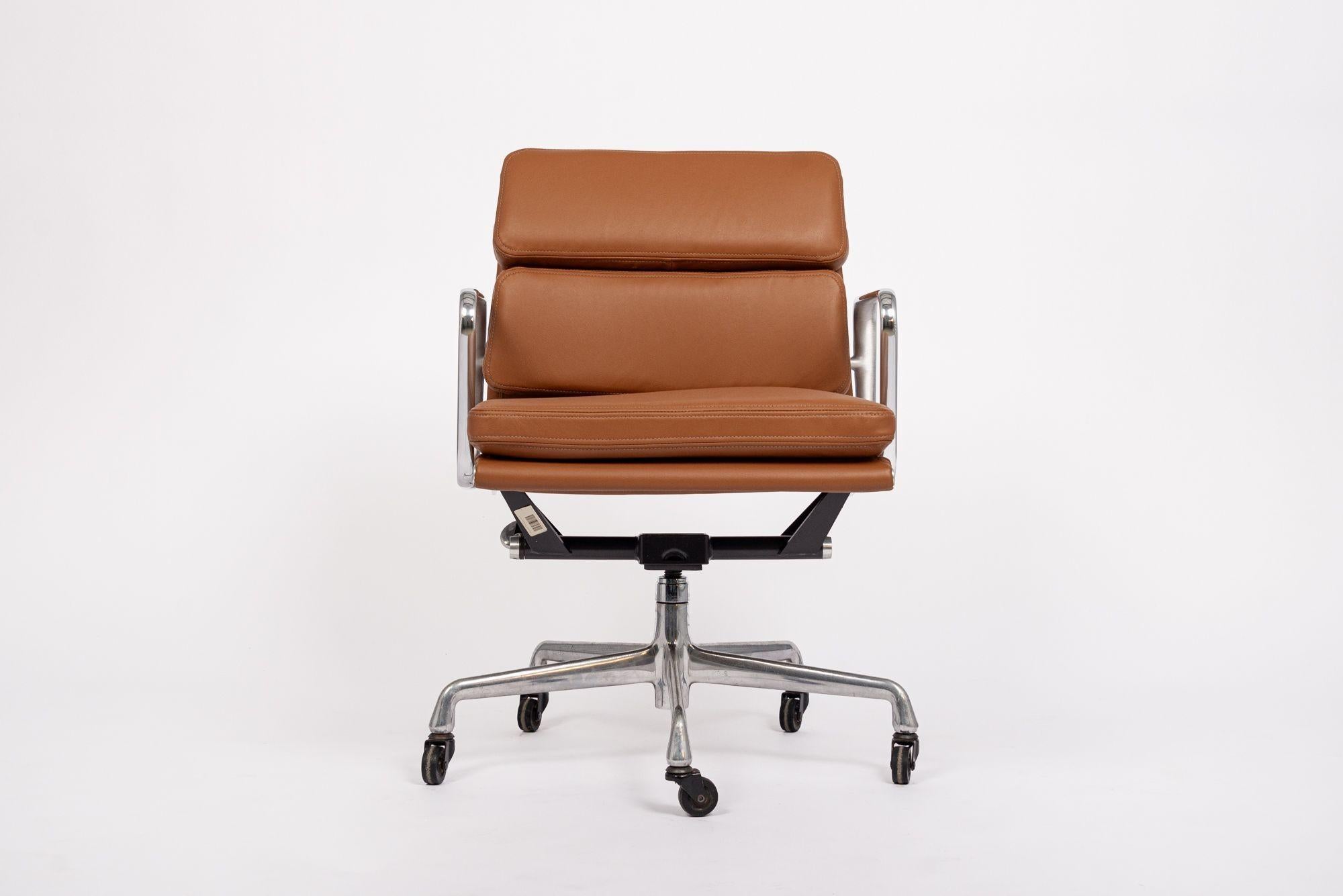 Mid-Century Modern Mid Century Brown Leather Office Chair by Eames for Herman Miller 2000s For Sale