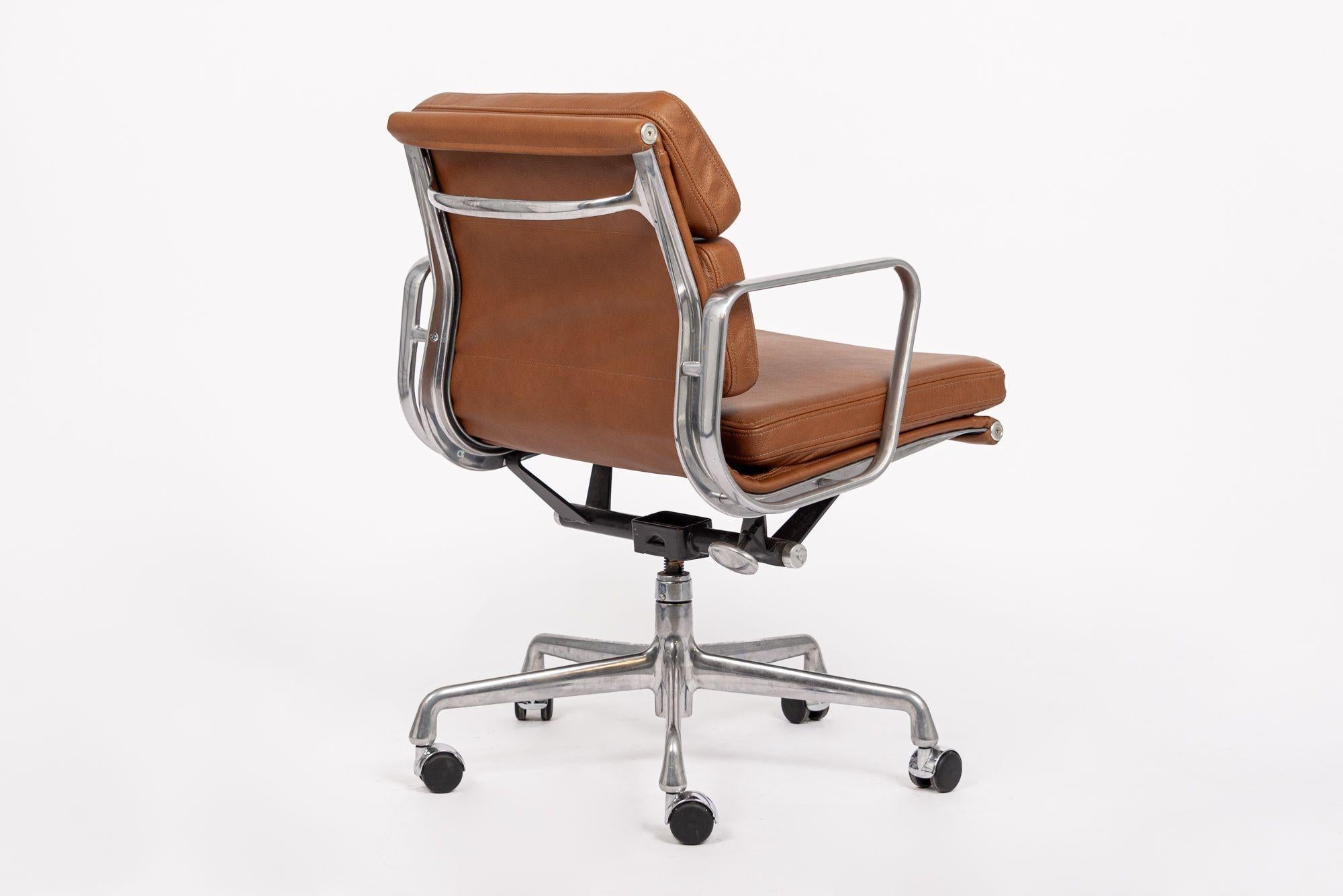 Aluminum Mid Century Brown Leather Office Chair by Eames for Herman Miller 2000s For Sale