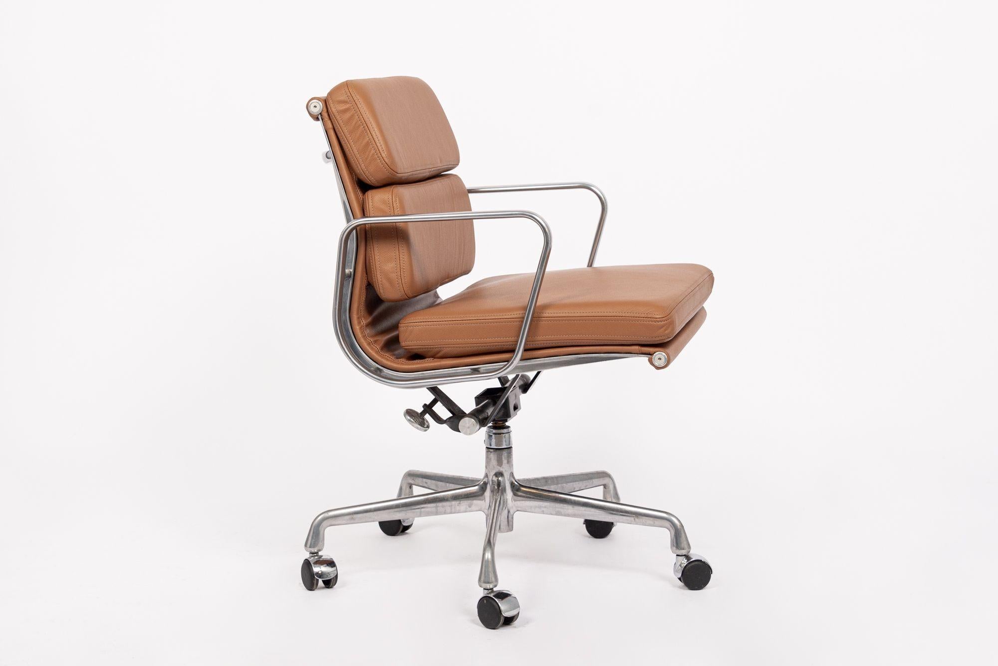 Eames Herman Miller Brown Leather Desk Chair Soft Pad 2000s For Sale 1