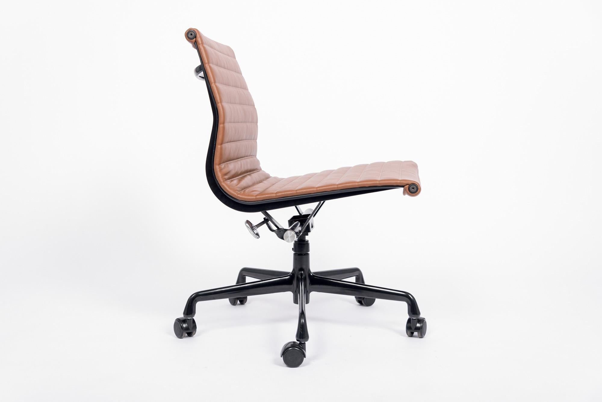 American Mid Century Brown Leather Office Chair by Eames for Herman Miller