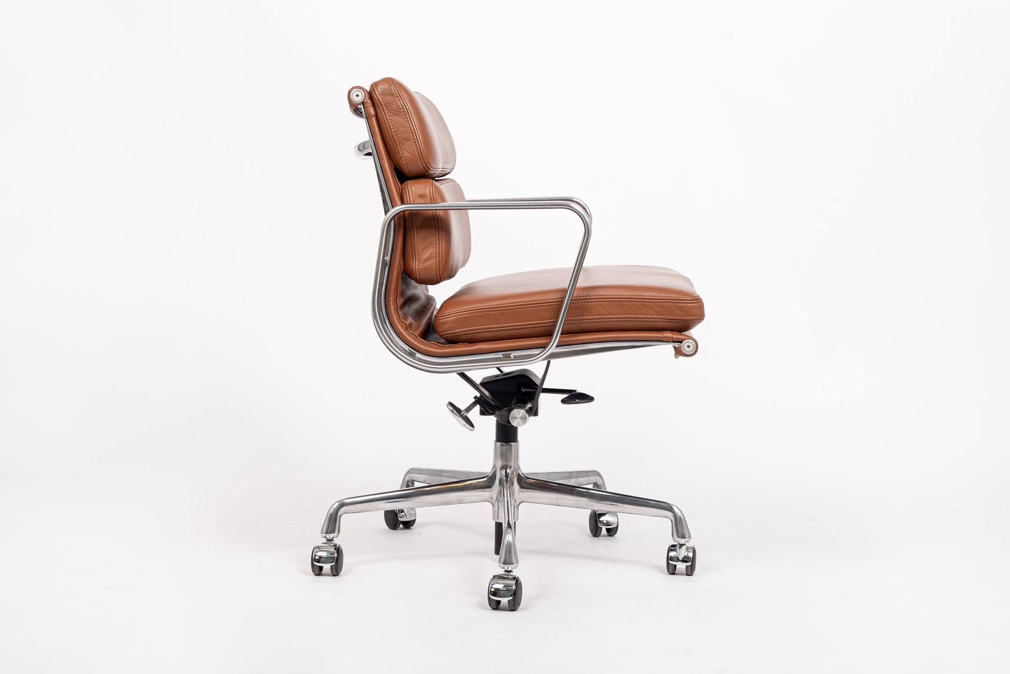 American Mid Century Brown Leather Office Chair by Eames for Herman Miller
