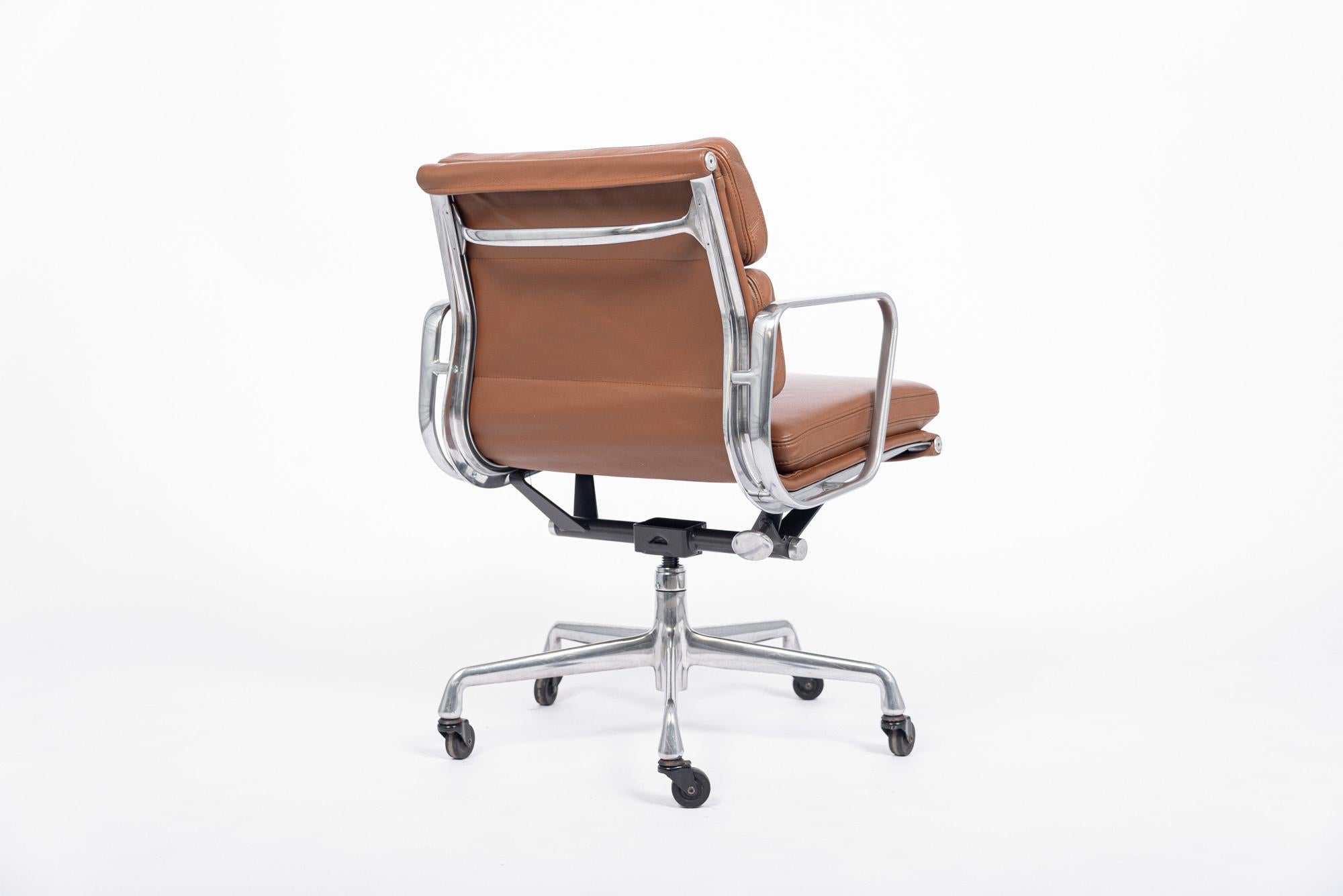 Mid Century Brown Leather Office Chair by Eames for Herman Miller For