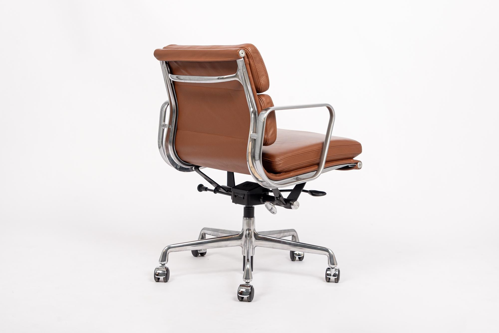 Mid Century Brown Leather Office Chair by Eames for Herman Miller  In Good Condition In Detroit, MI