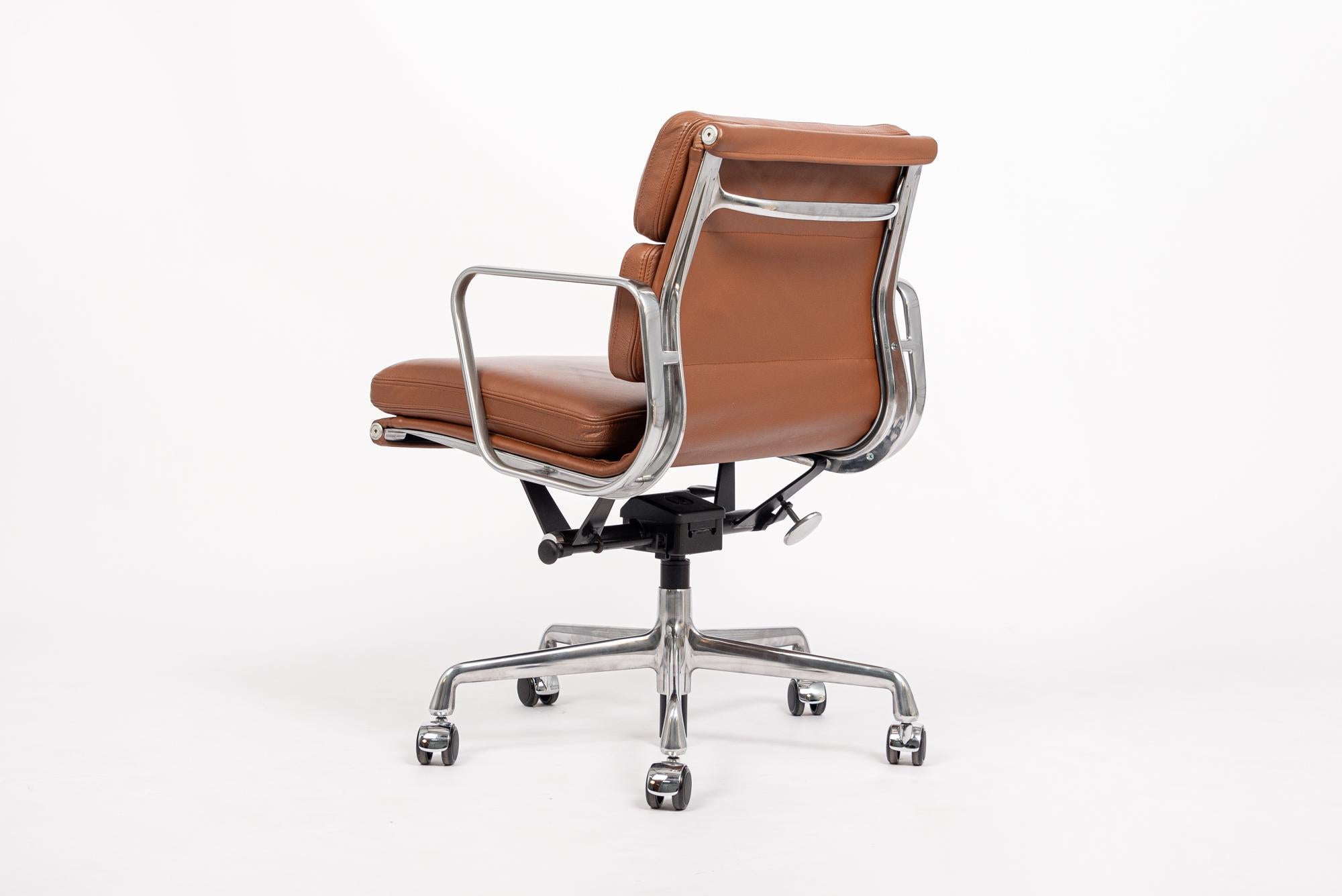 Aluminum Mid Century Brown Leather Office Chair by Eames for Herman Miller 