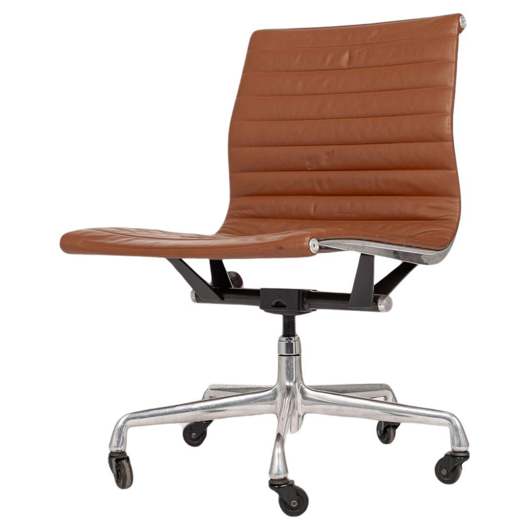 Herman Miller Eames Brown Leather Office Chair Thin Pad For Sale