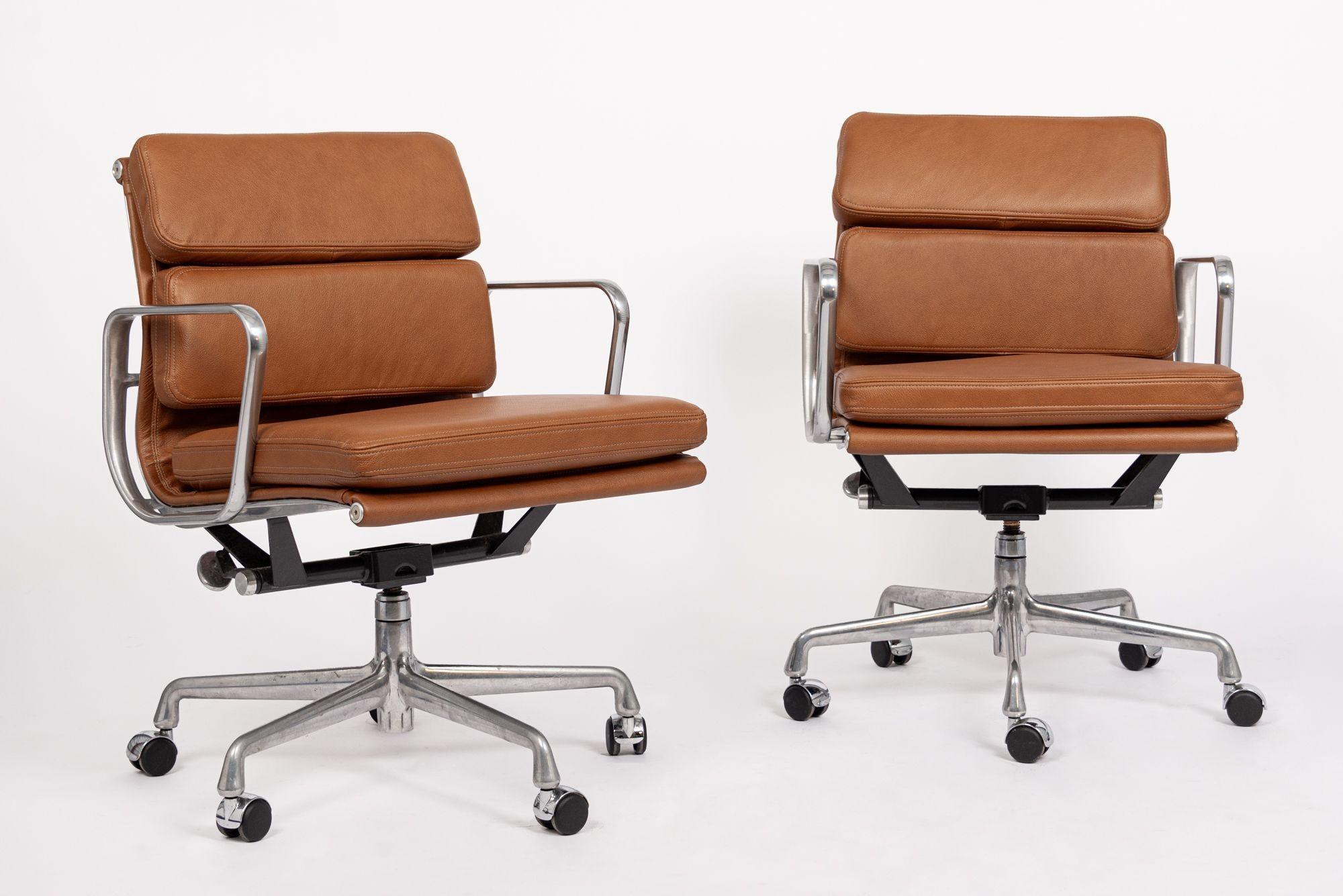 Mid-Century Modern Mid Century Brown Leather Office Chairs by Eames for Herman Miller 2000s