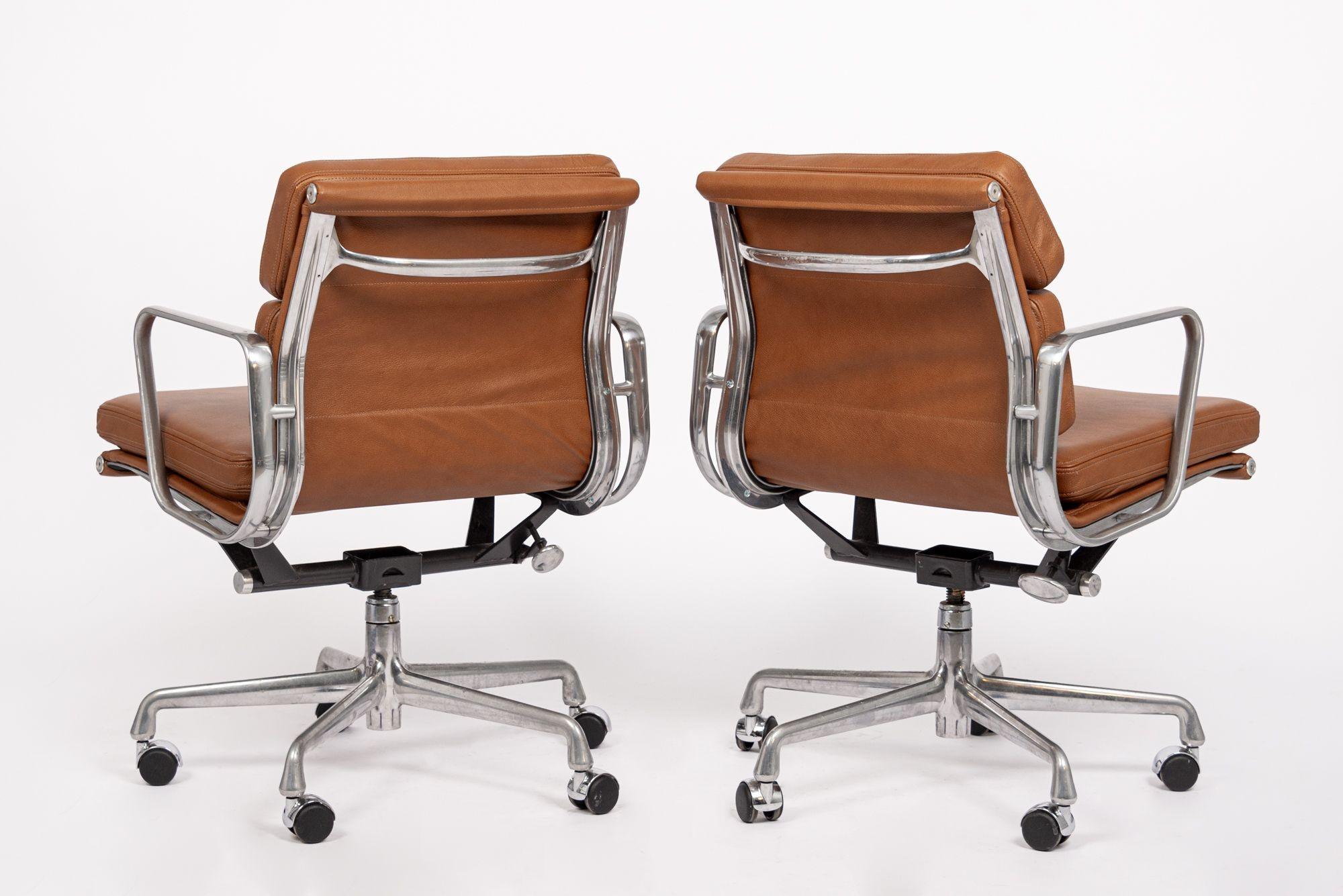 Contemporary Mid Century Brown Leather Office Chairs by Eames for Herman Miller 2000s