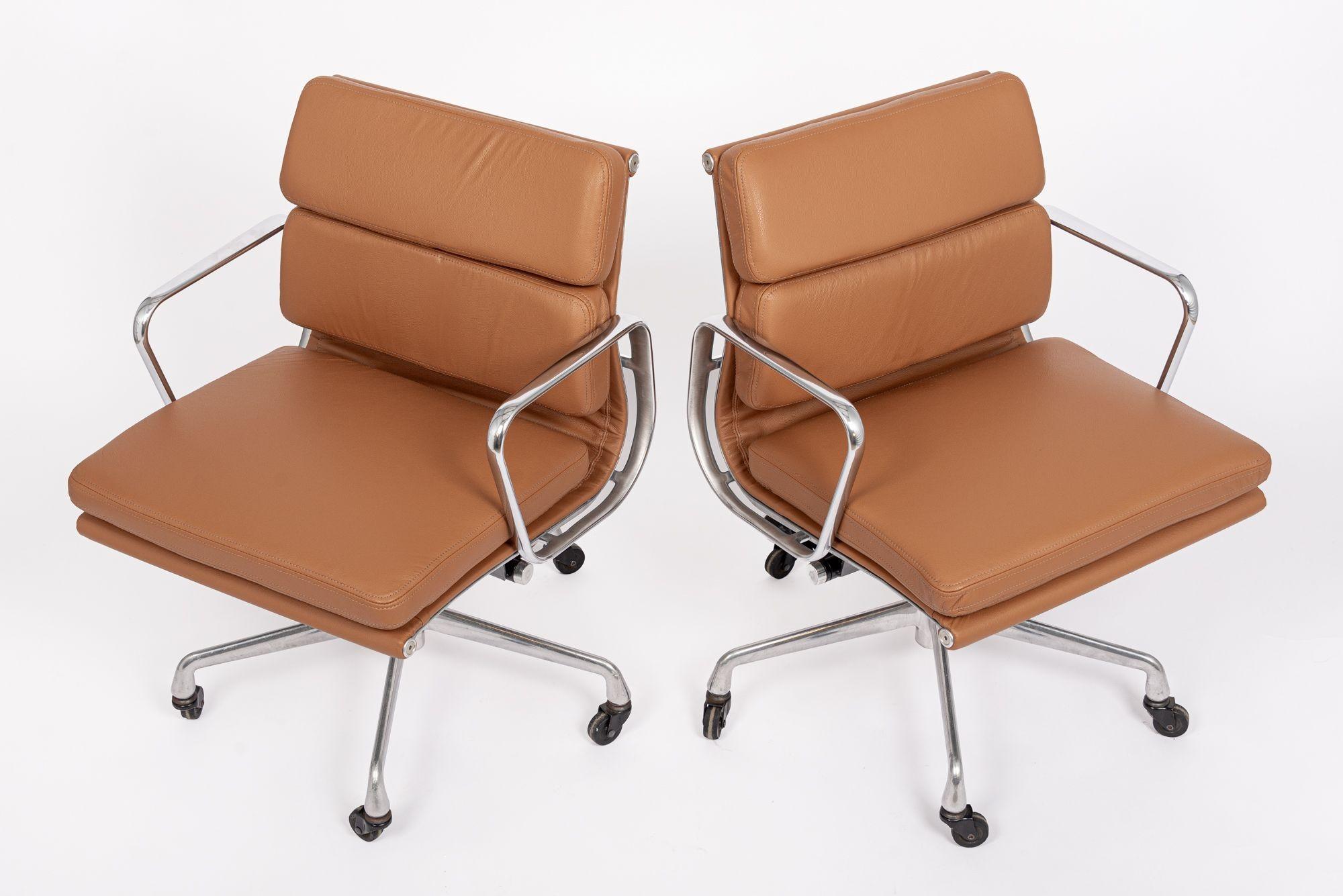 Eames for Herman Miller Brown Leather Desk Chair Pair 2000s For Sale 1