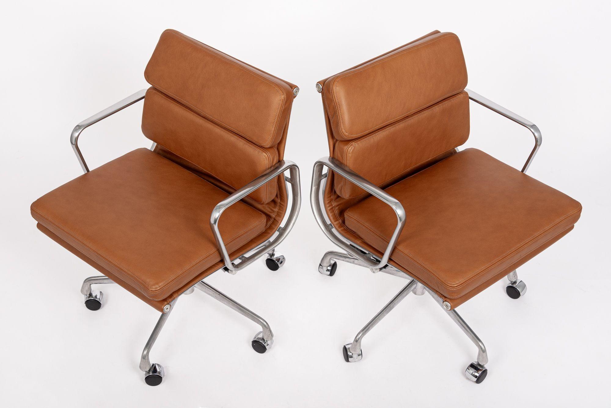 Mid Century Brown Leather Office Chairs by Eames for Herman Miller 2000s 2